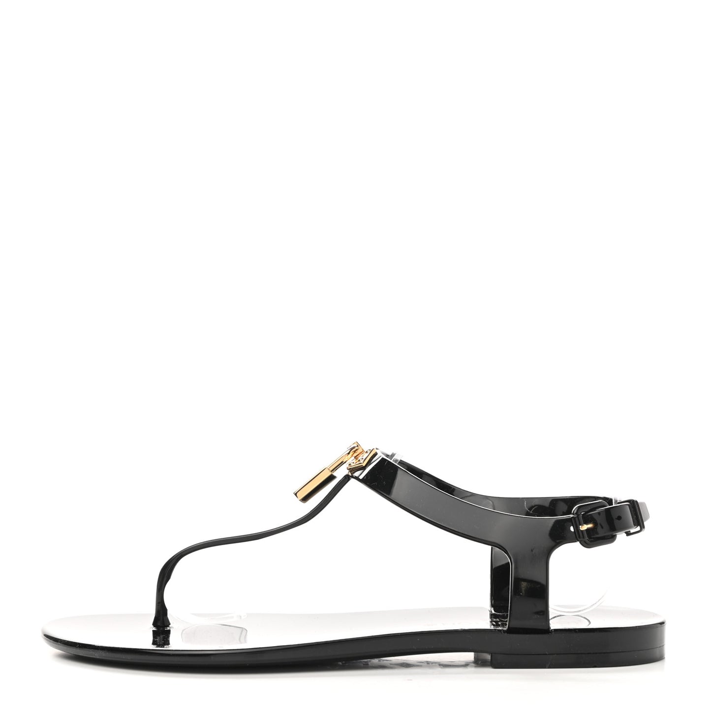 Rubber Bikini Thong Flat Sandals 36 Black