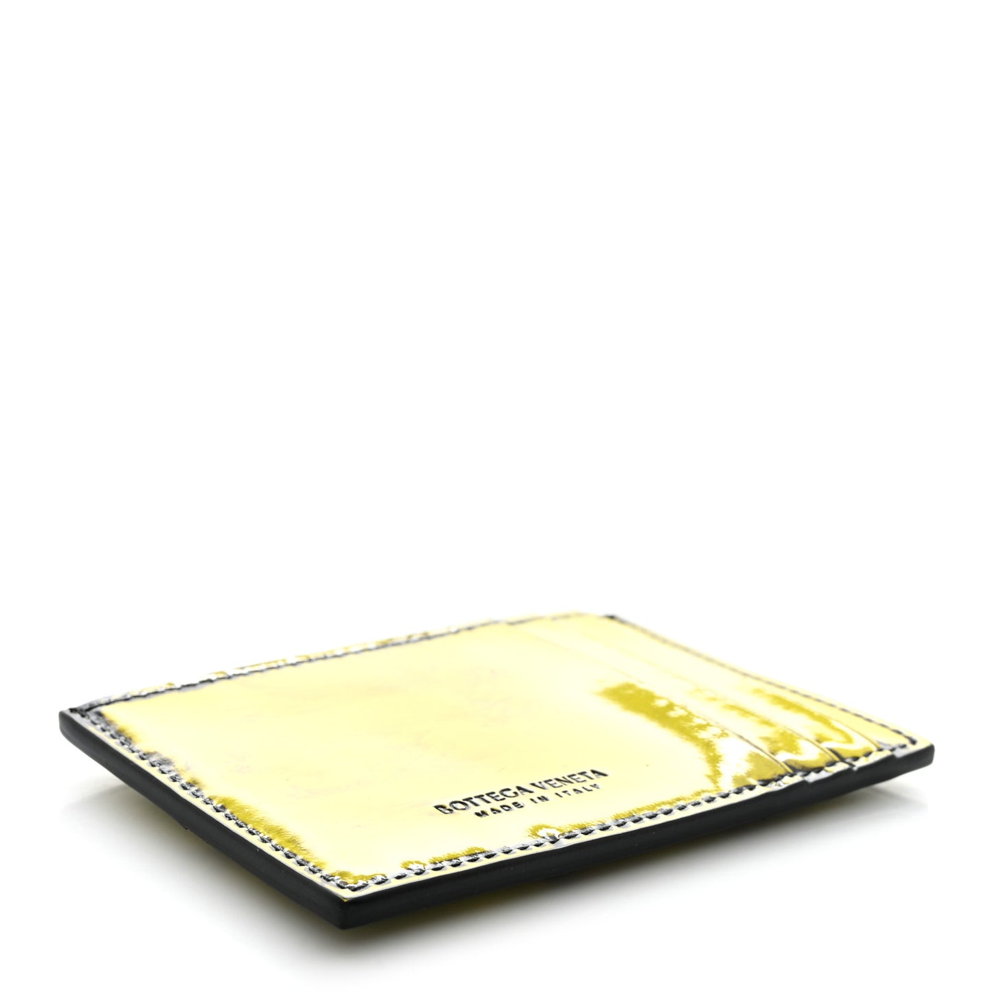 Patent Maxi Intrecciato Cassette Card Holder New Chartreuse Black