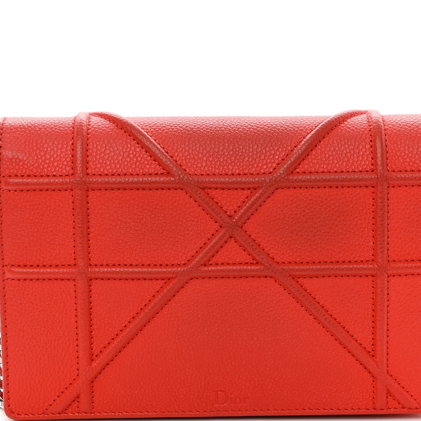 Grained Calfskin Diorama Wallet on Chain Pouch Rouge Vif
