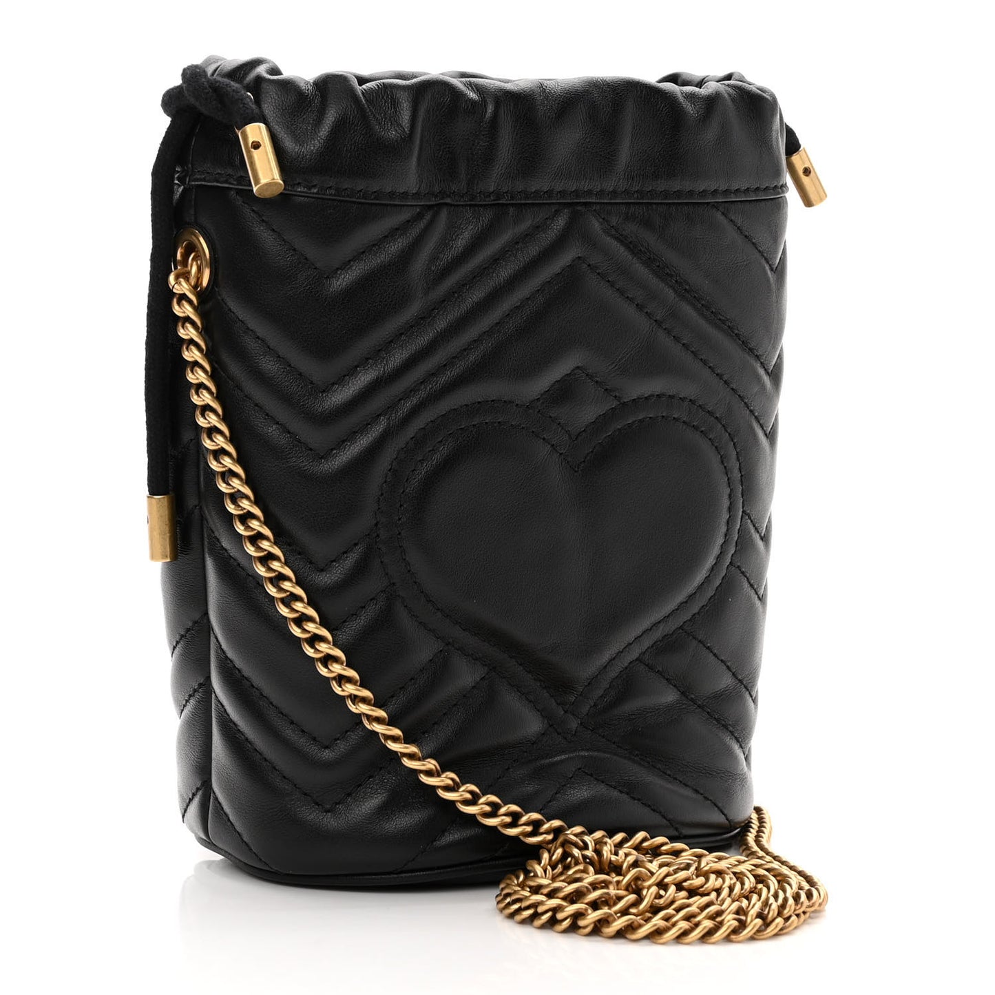 Calfskin Matelasse Mini GG Marmont 2.0 Bucket Bag Black