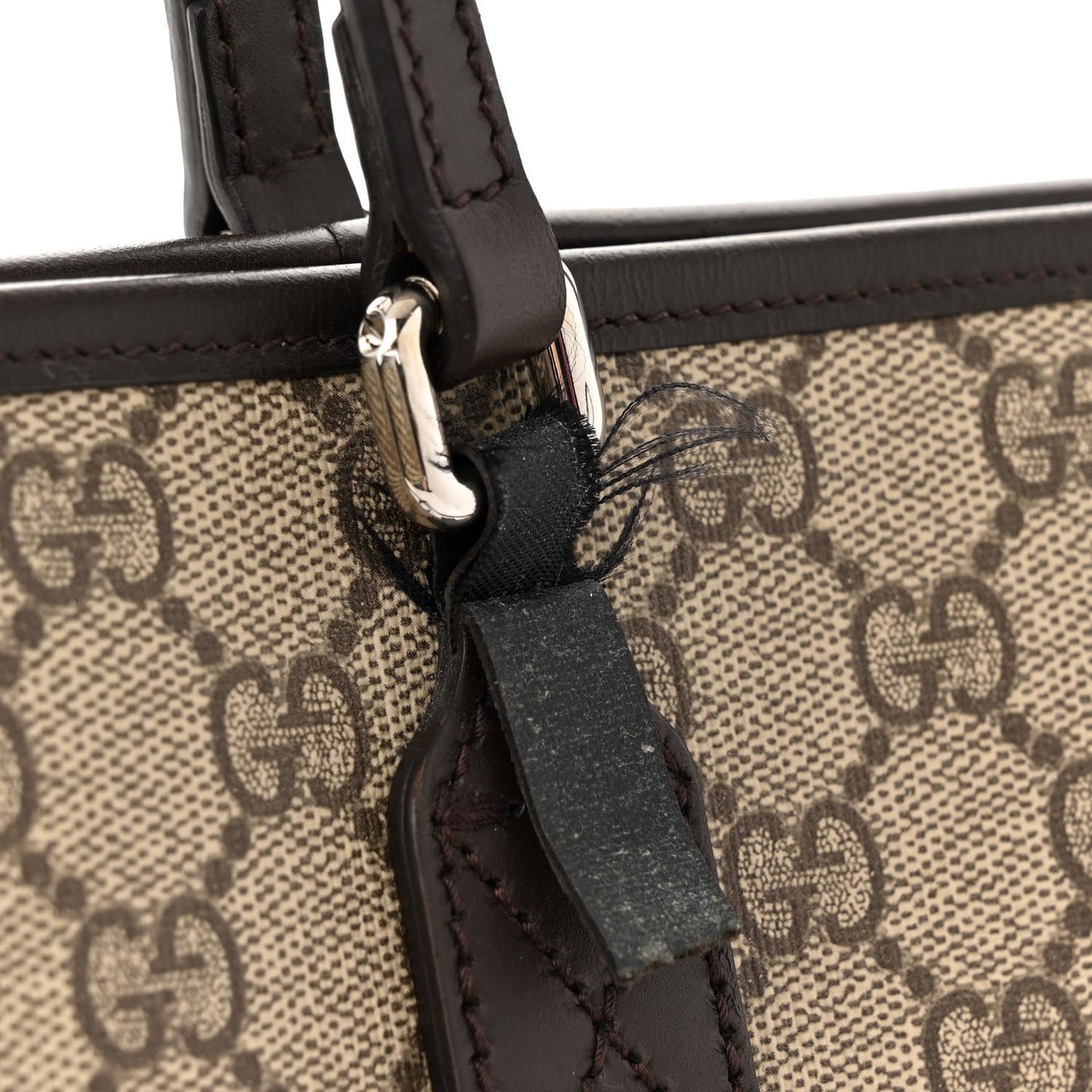 GG Supreme Monogram Medium Zippered Shopping Tote Dark Brown