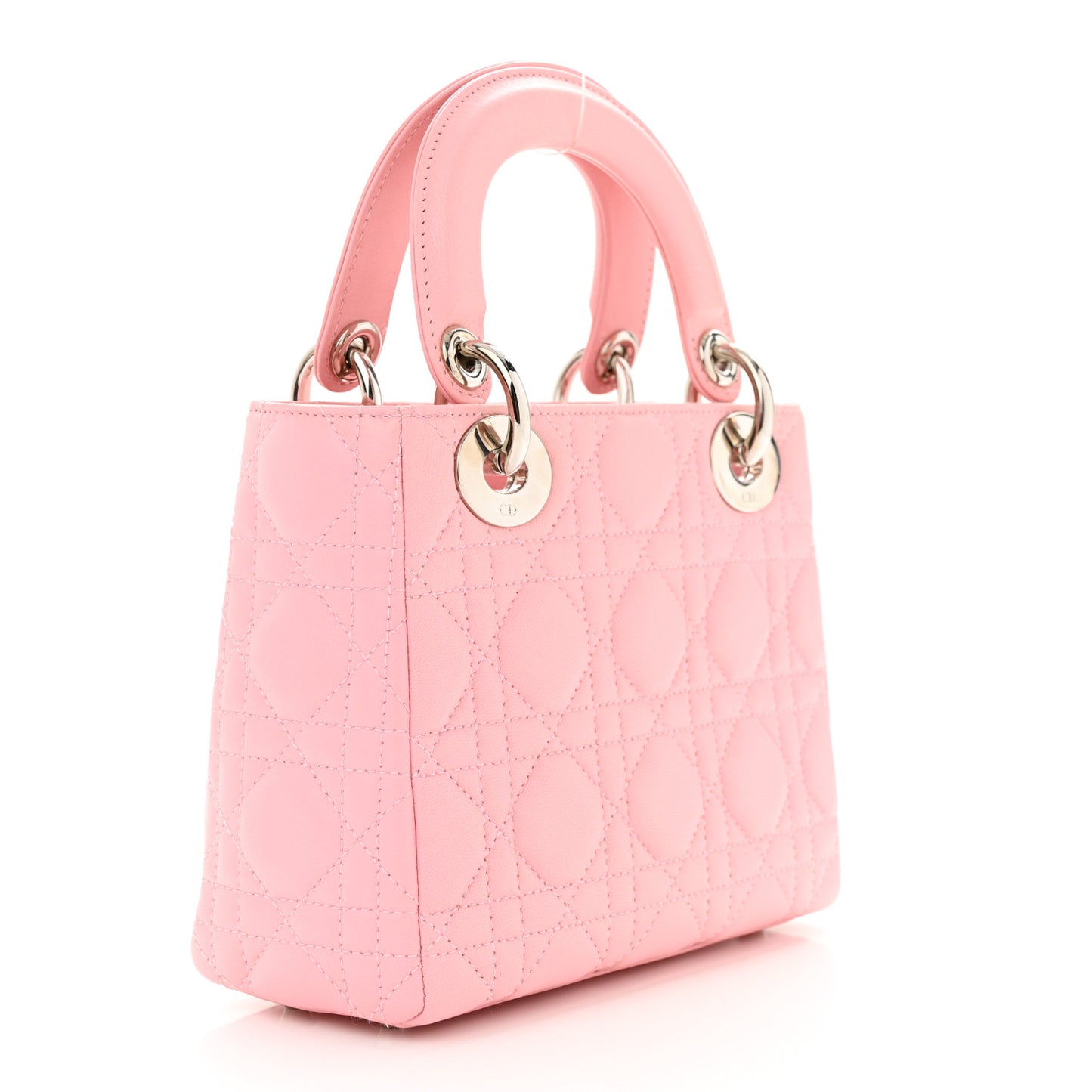 CHRISTIAN DIOR Lambskin Cannage Mini Lady Dior Light Pink