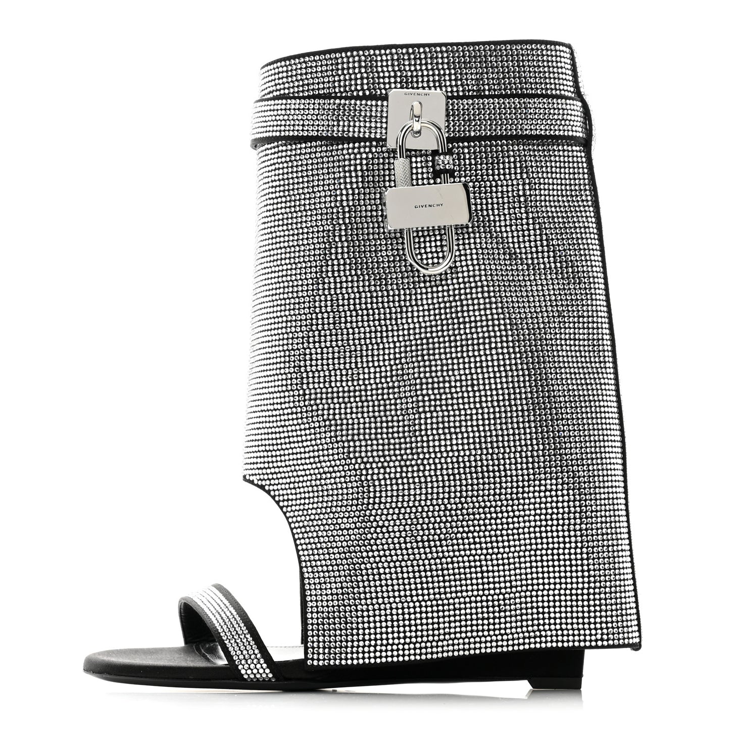Strass Shark Lock Sandals 38 Silvery