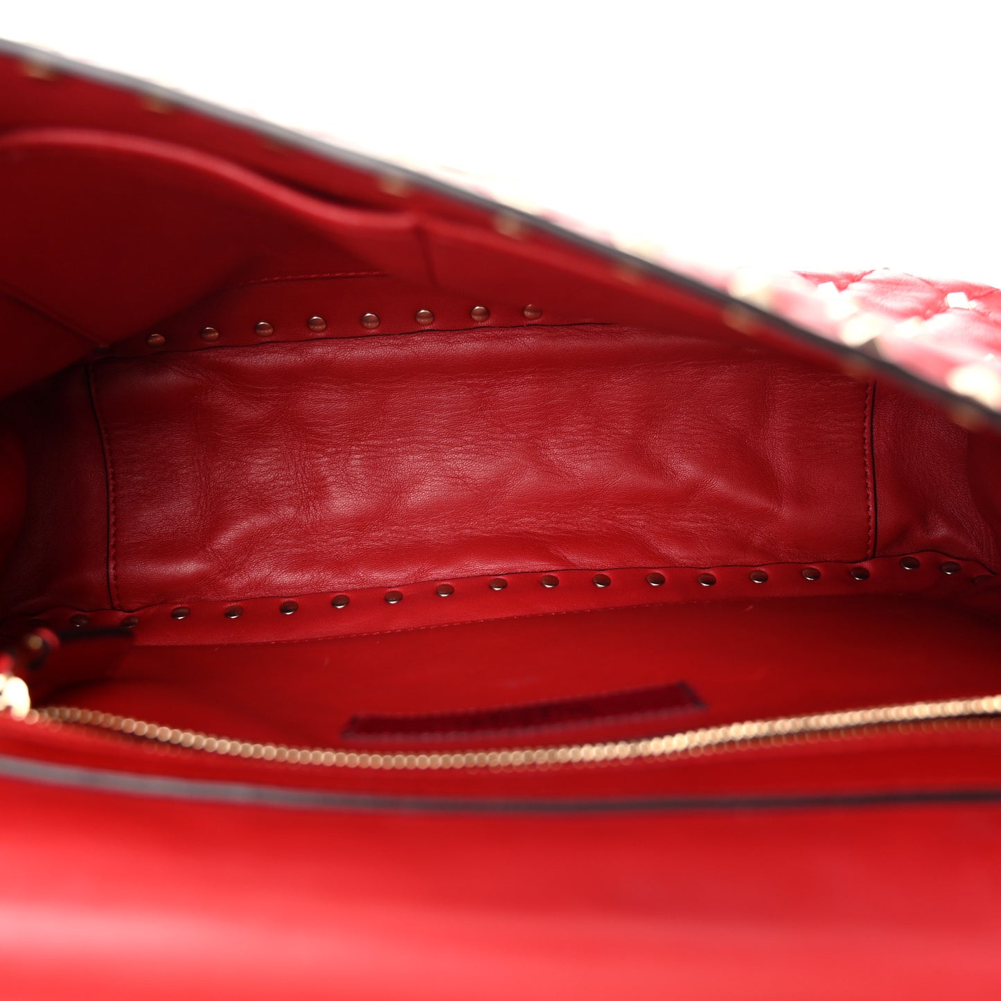 Nappa Large Rockstud Spike Shoulder Bag Rubino