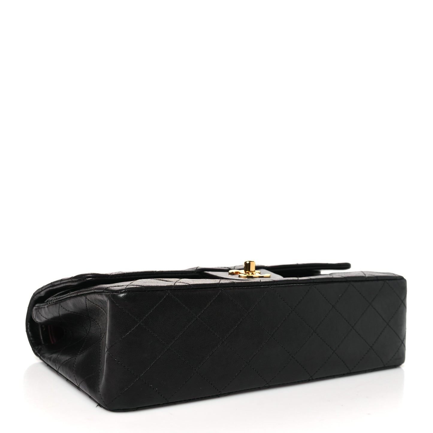 Lambskin Quilted Medium Double Flap Black