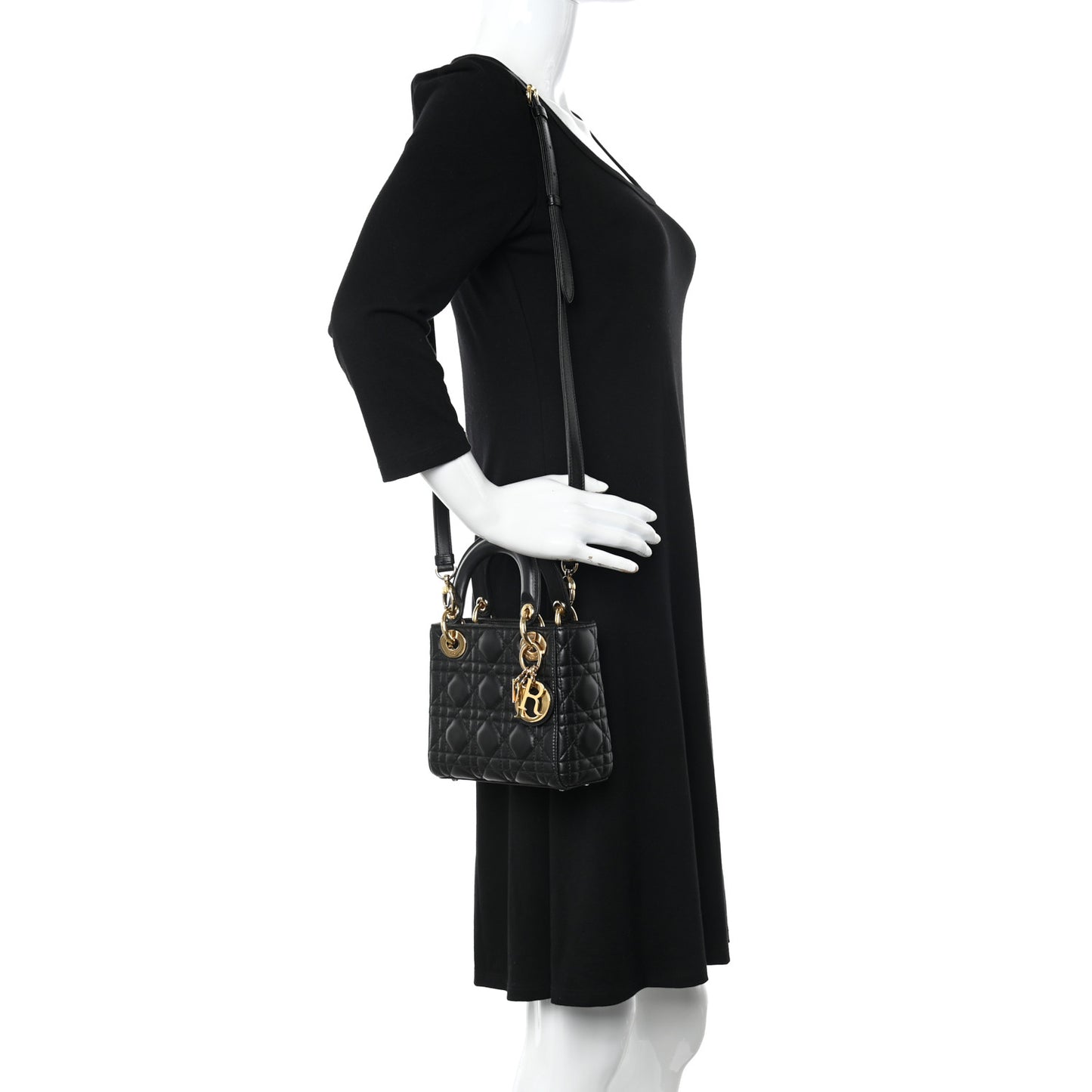 Lambskin Cannage Mini Lady Dior Black