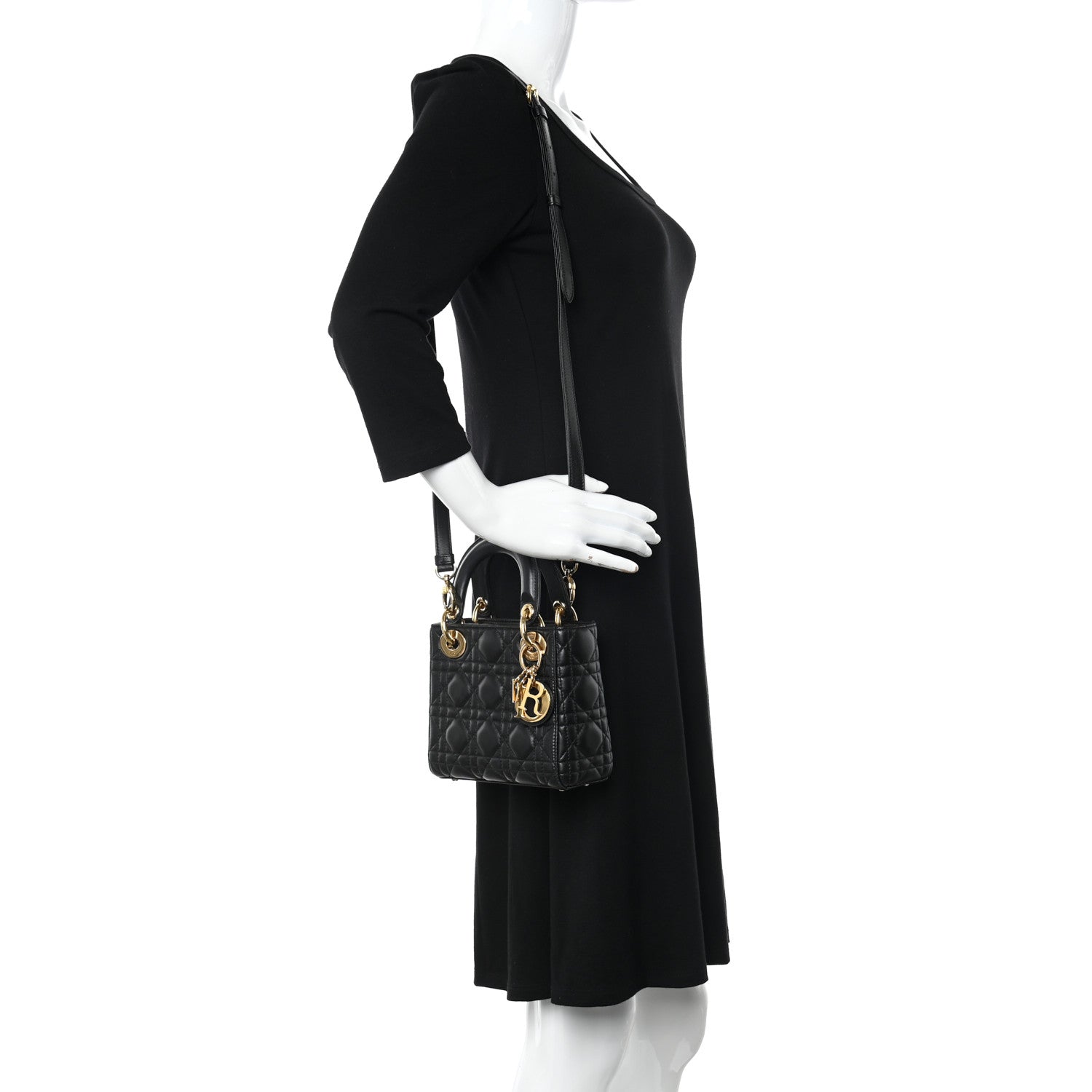 Christian Dior Lambskin Cannage Mini Lady Dior Black 2 of 10