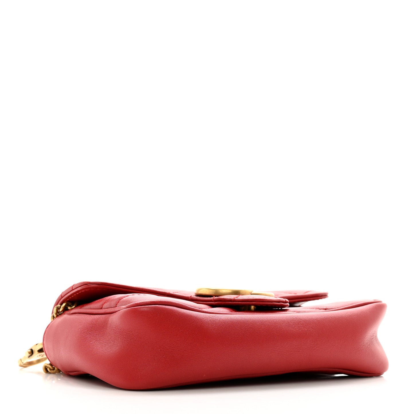 Calfskin Matelasse Super Mini GG Marmont Shoulder Bag Hibiscus Red