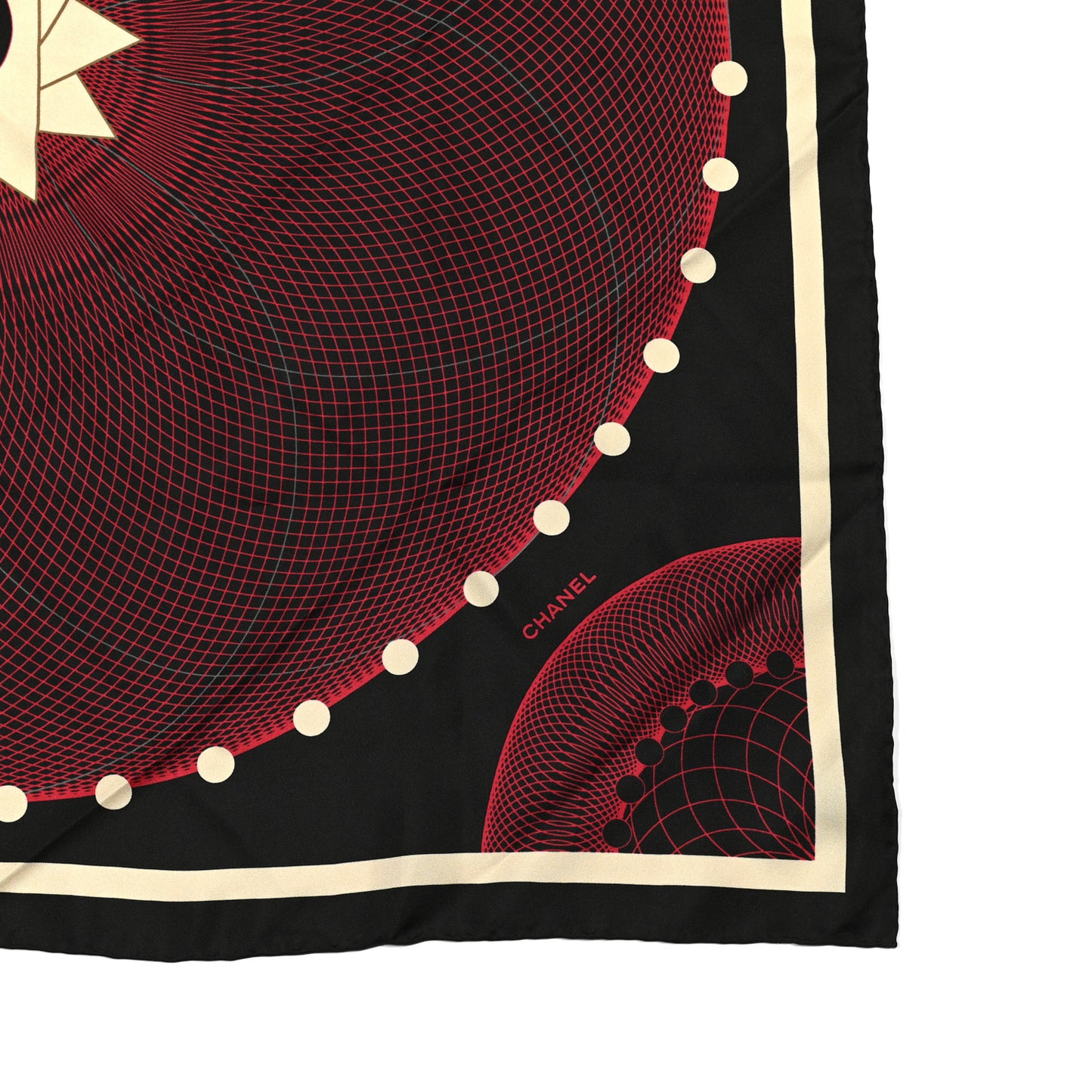 Silk CC Square Scarf Red Black White