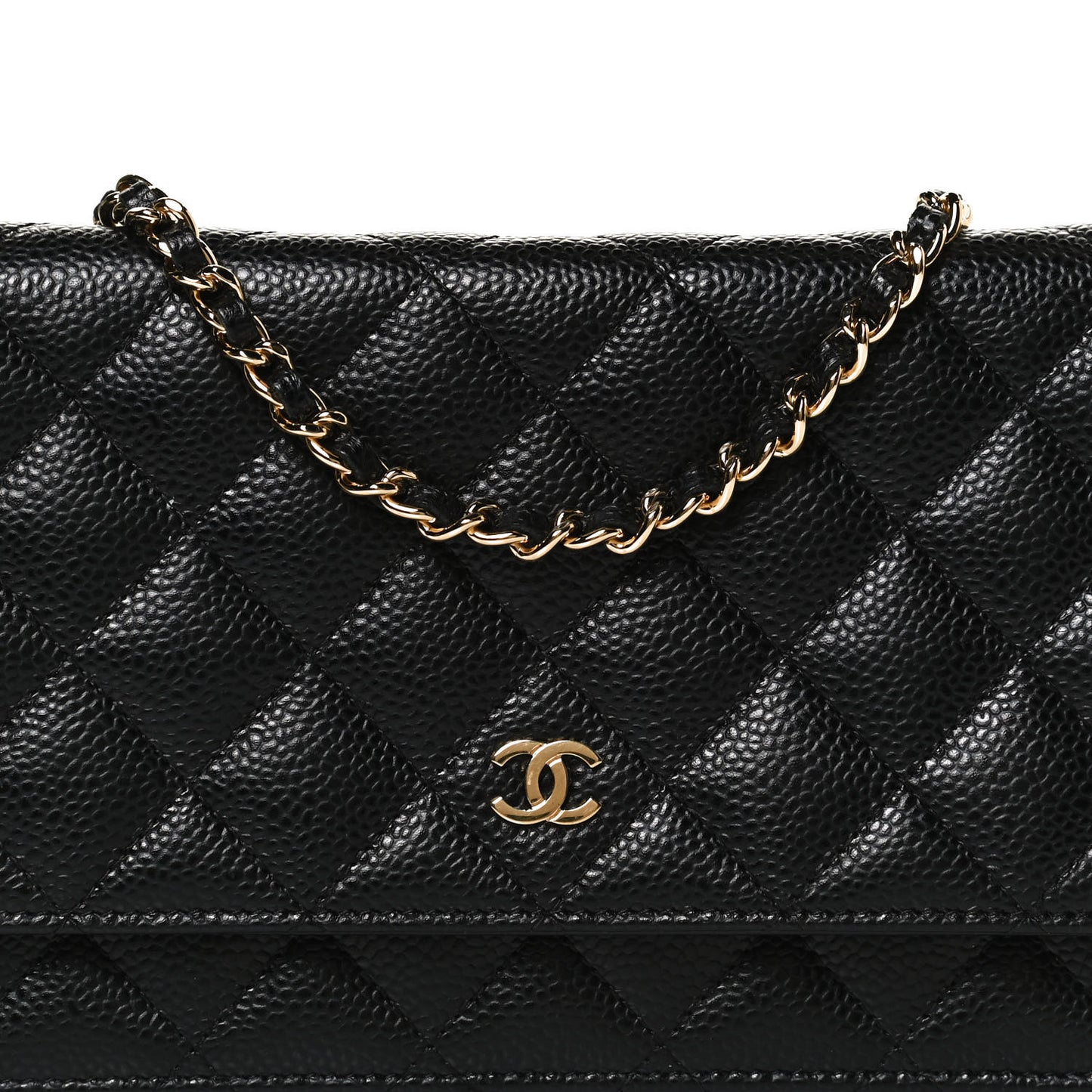 Caviar Quilted Wallet On Chain WOC Black