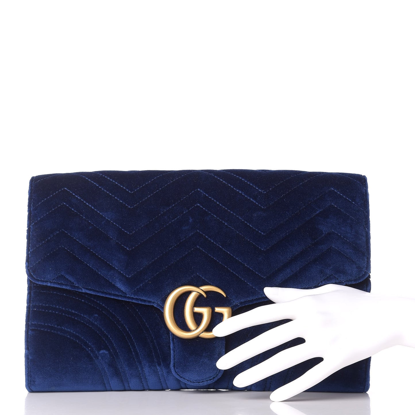Velvet Matelasse GG Marmont Clutch Cobalt Blue