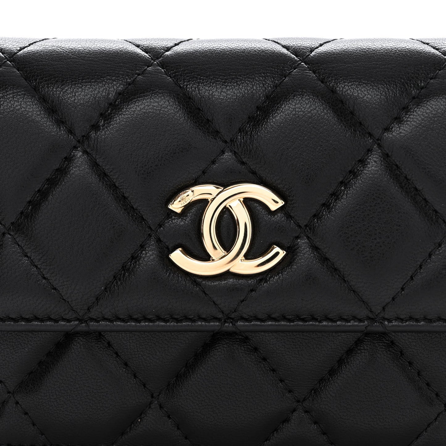 Shiny Lambskin Ribbon Quilted Flap Belt Bag Black