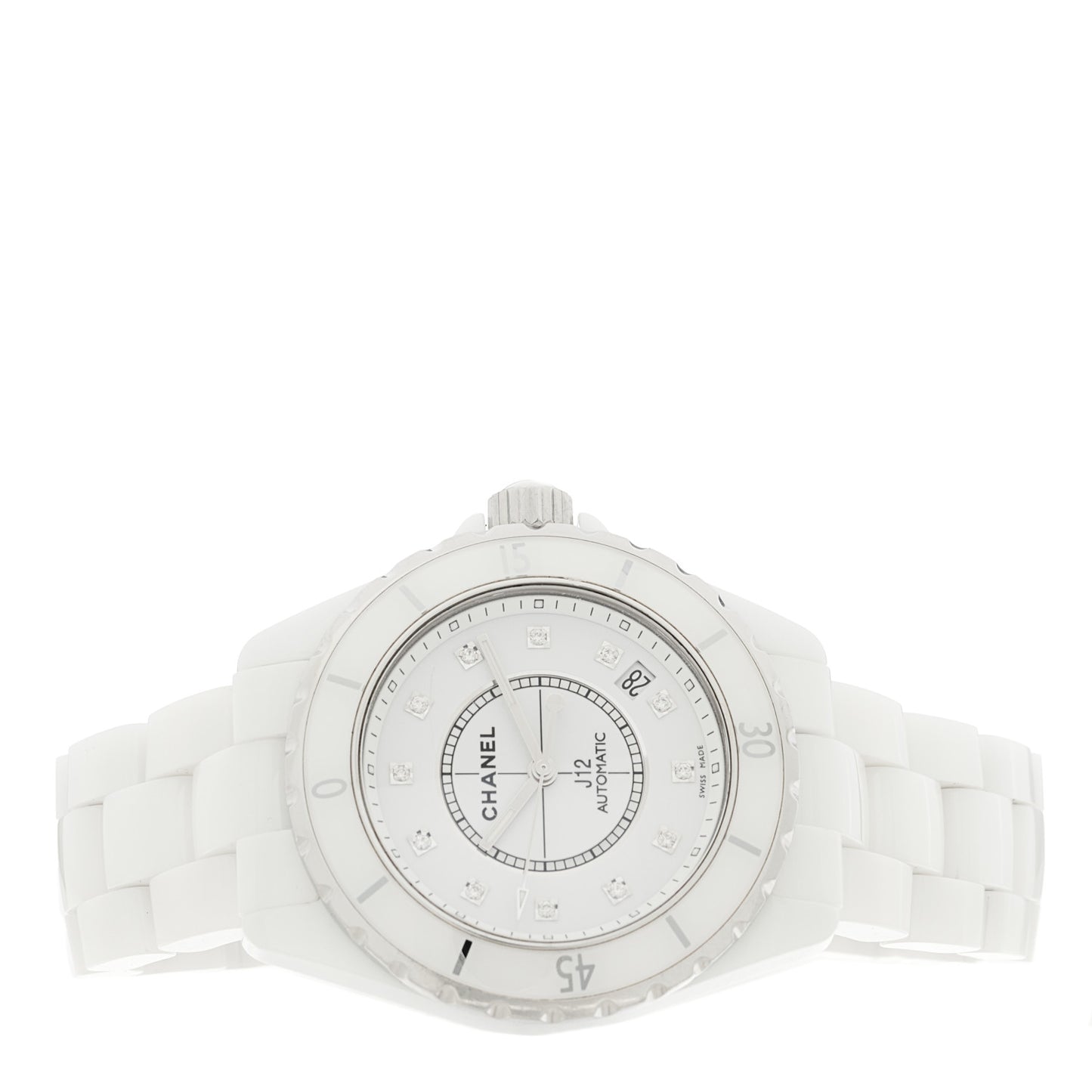 Stainless Steel Ceramic Diamond 38mm J12 Automatic Watch White
