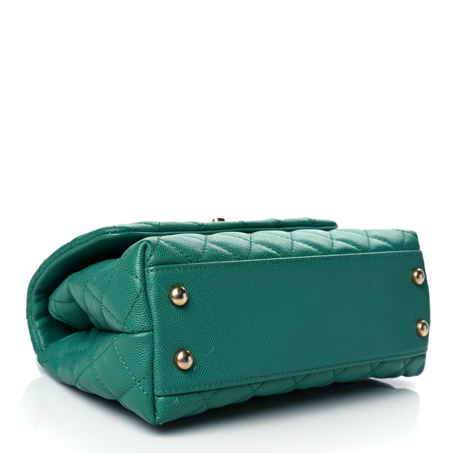 Caviar Lizard Quilted Mini Coco Handle Flap Green