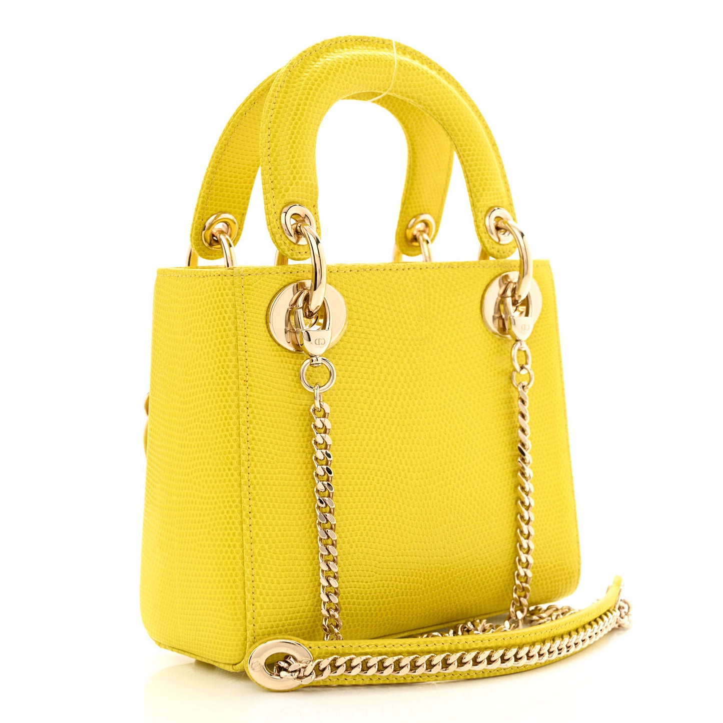 Lizard Mini Lady Dior Yellow