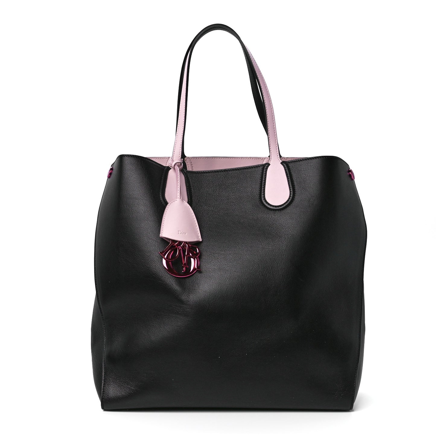 Calfskin Small Addict Shopping Tote Black Pink