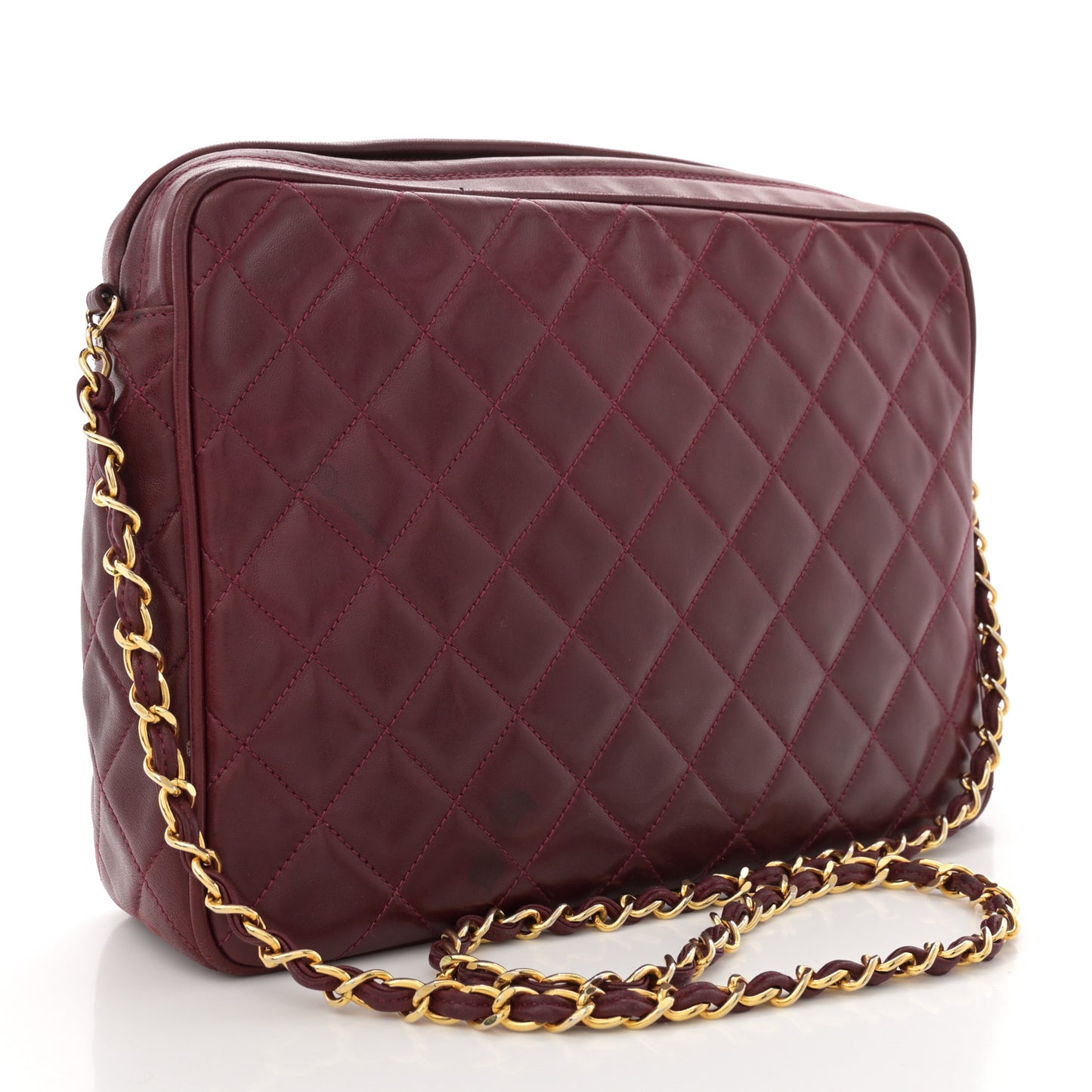 Lambskin Quilted Tassel CC Camera Case Red
