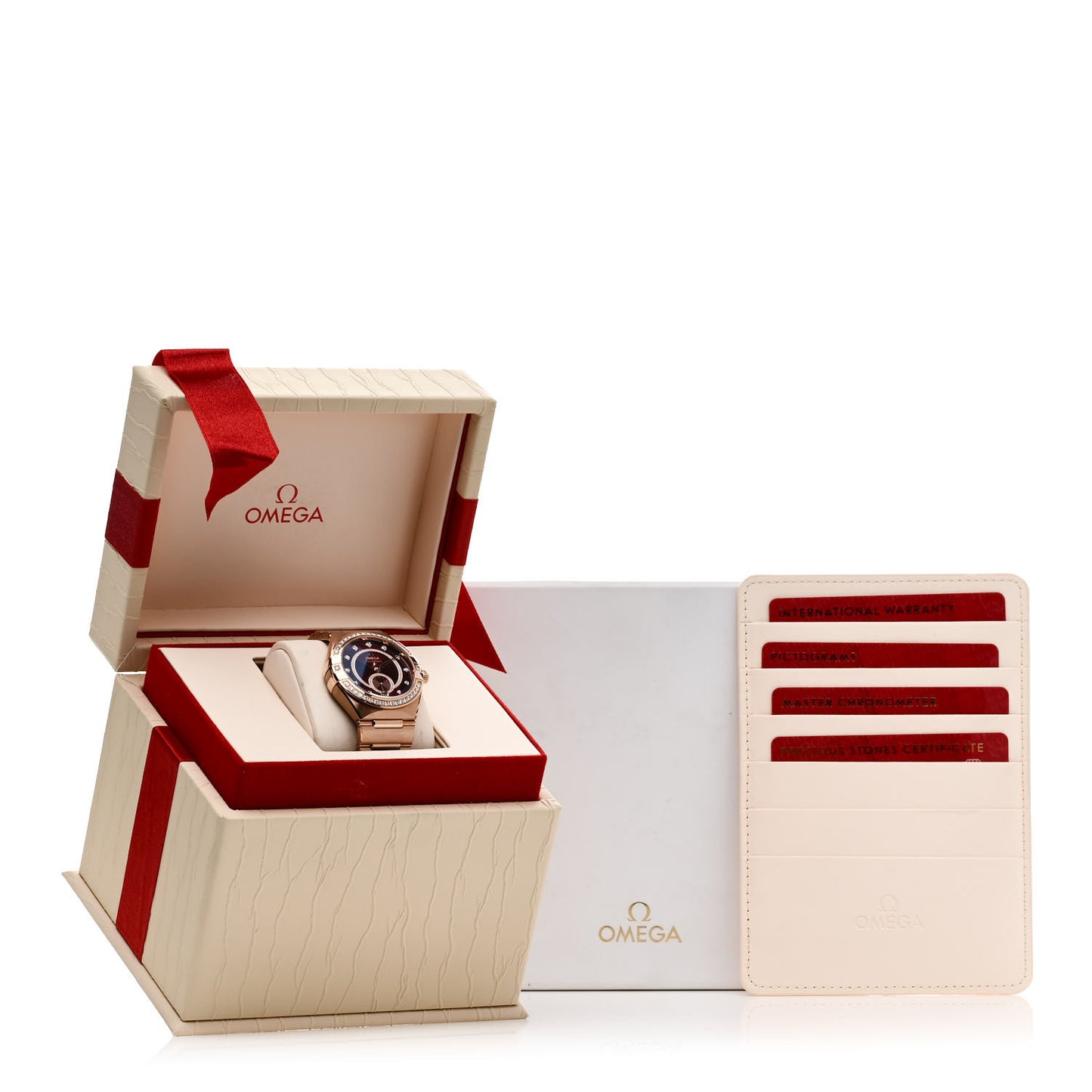 18K Sedna Gold Diamond Bezel 34mm Constellation Small Seconds Automatic Watch Bordeaux 131.55.34.20.61.001