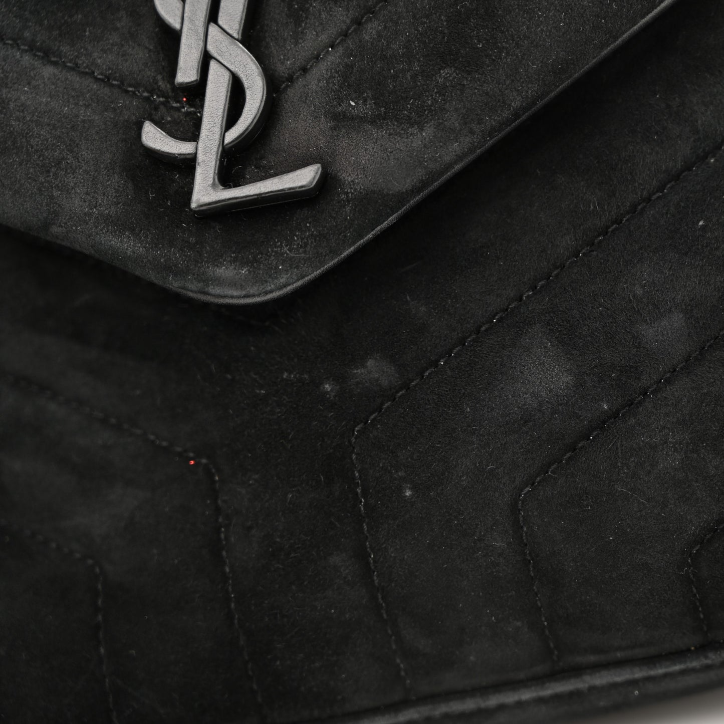 Suede Calfskin Y Quilted Monogram Small Loulou Chain Satchel Black