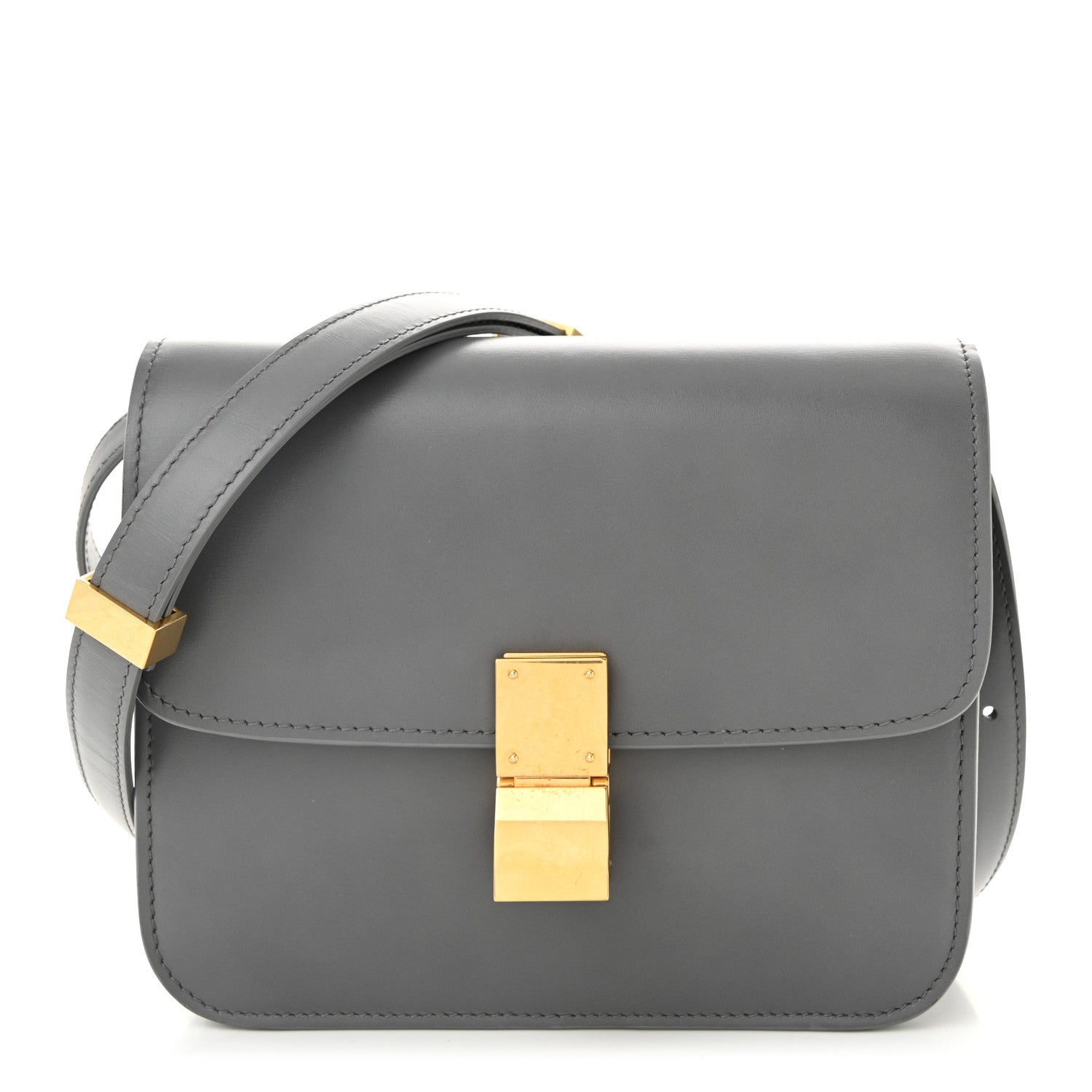 Celine Box Calfskin Teen Classic Box Flap Bag Light Charcoal