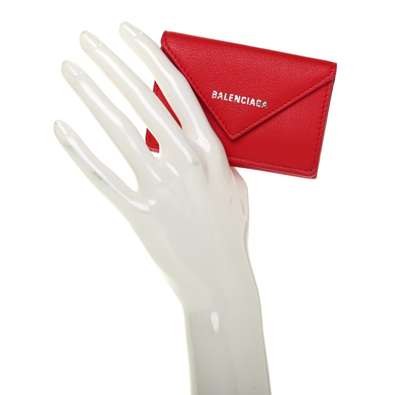 Balenciaga Calfskin Mini Papier Wallet Rouge Tango 2 of 8