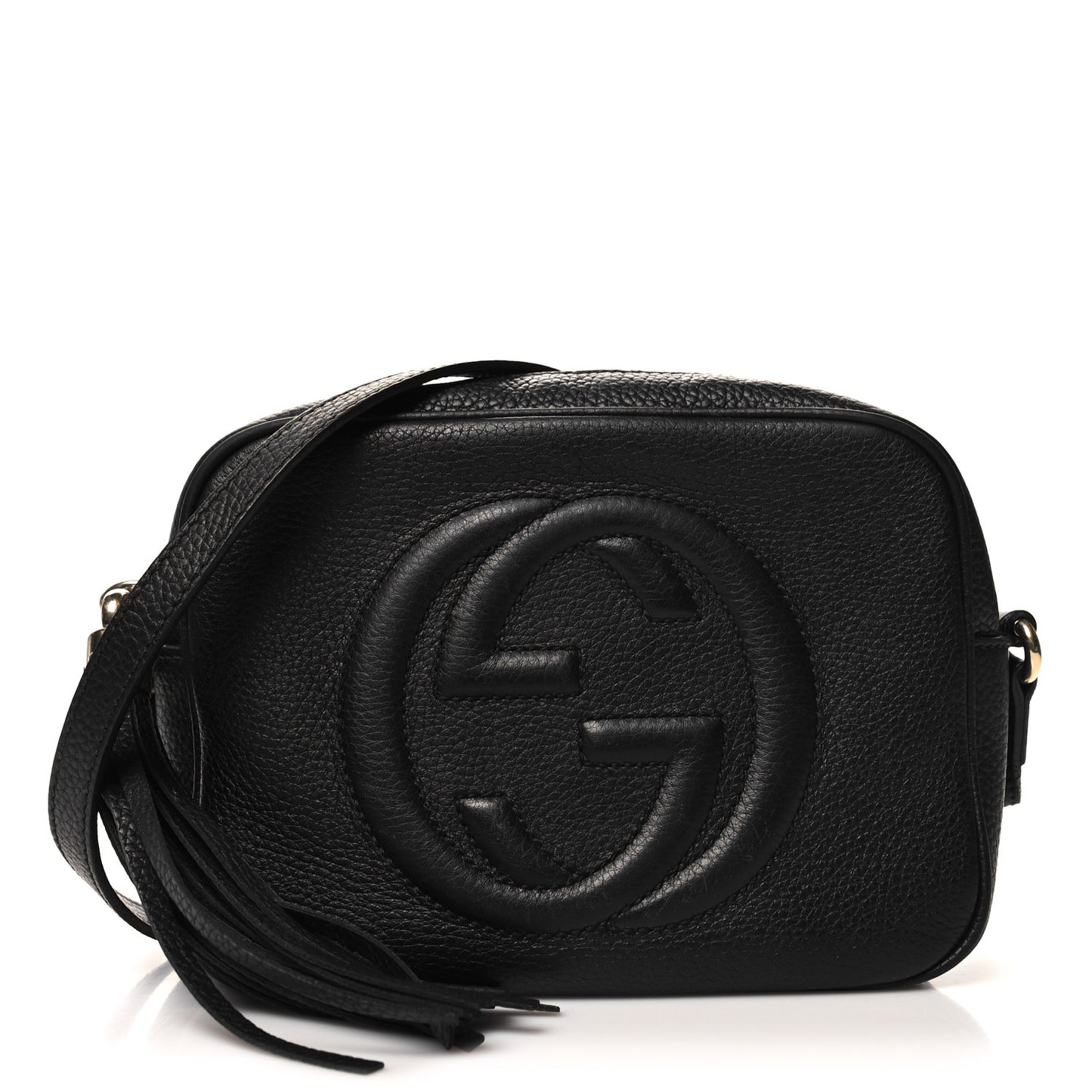 Pebbled Calfskin Small Soho Disco Bag Black