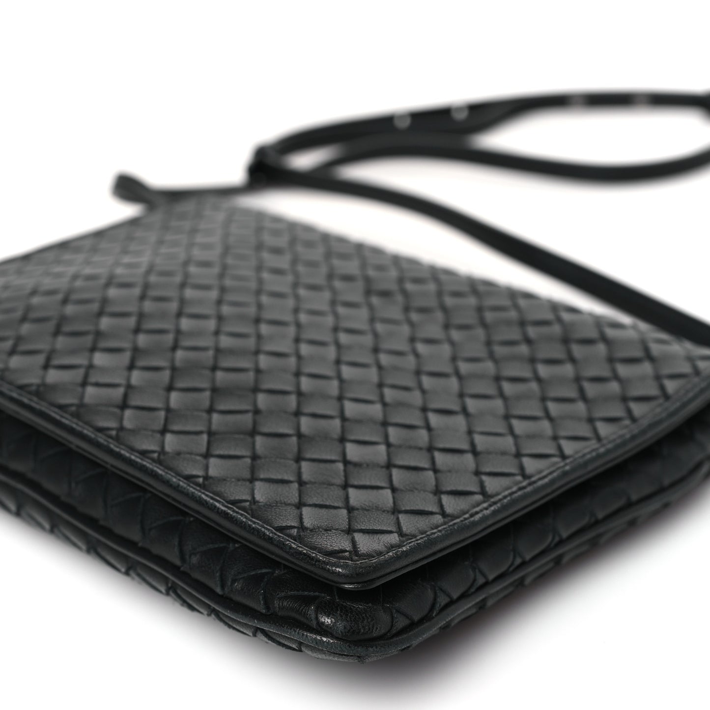 Nappa Mini Intrecciato Flap Crossbody Bag Black