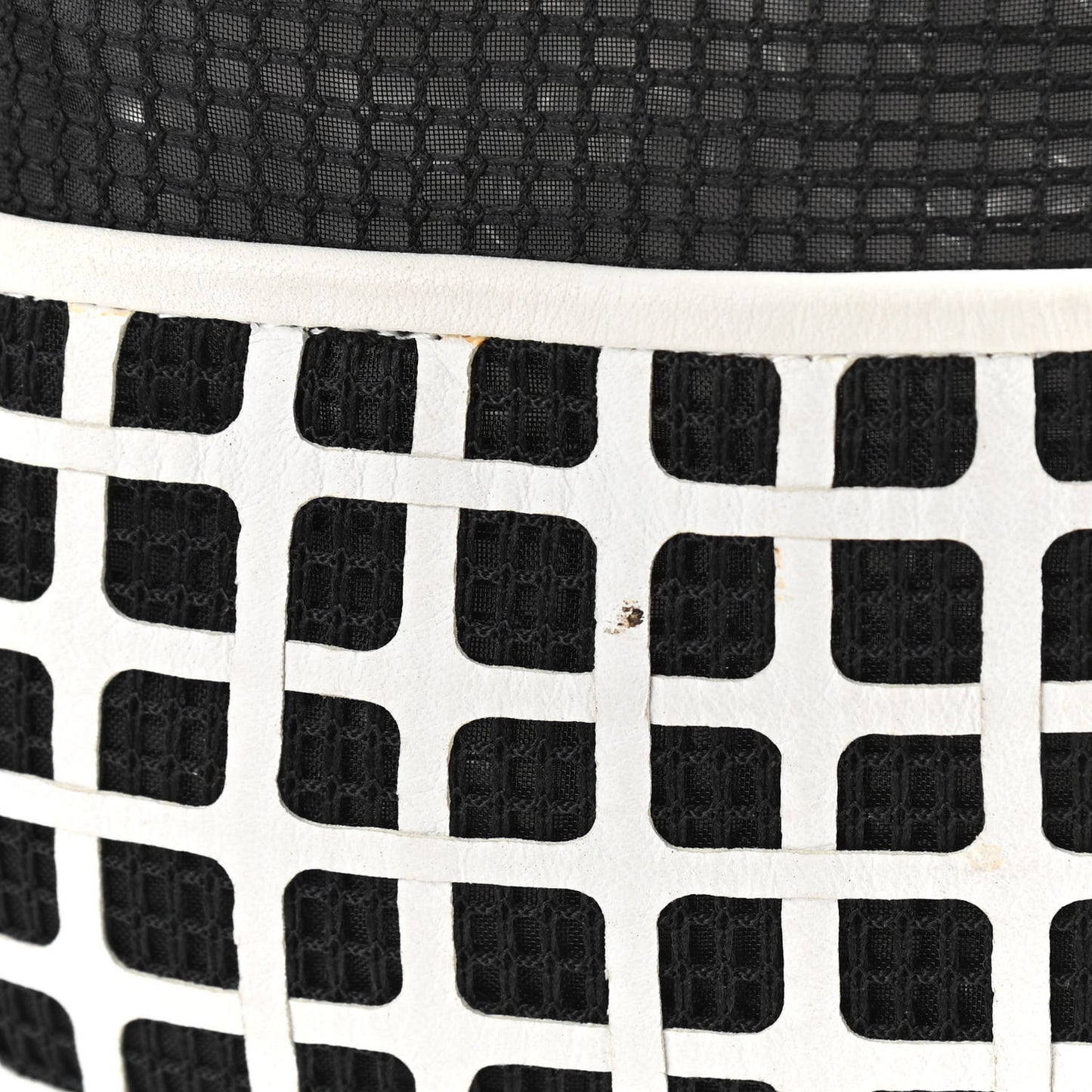 Calfskin Mesh Chain Bucket Bag Black White