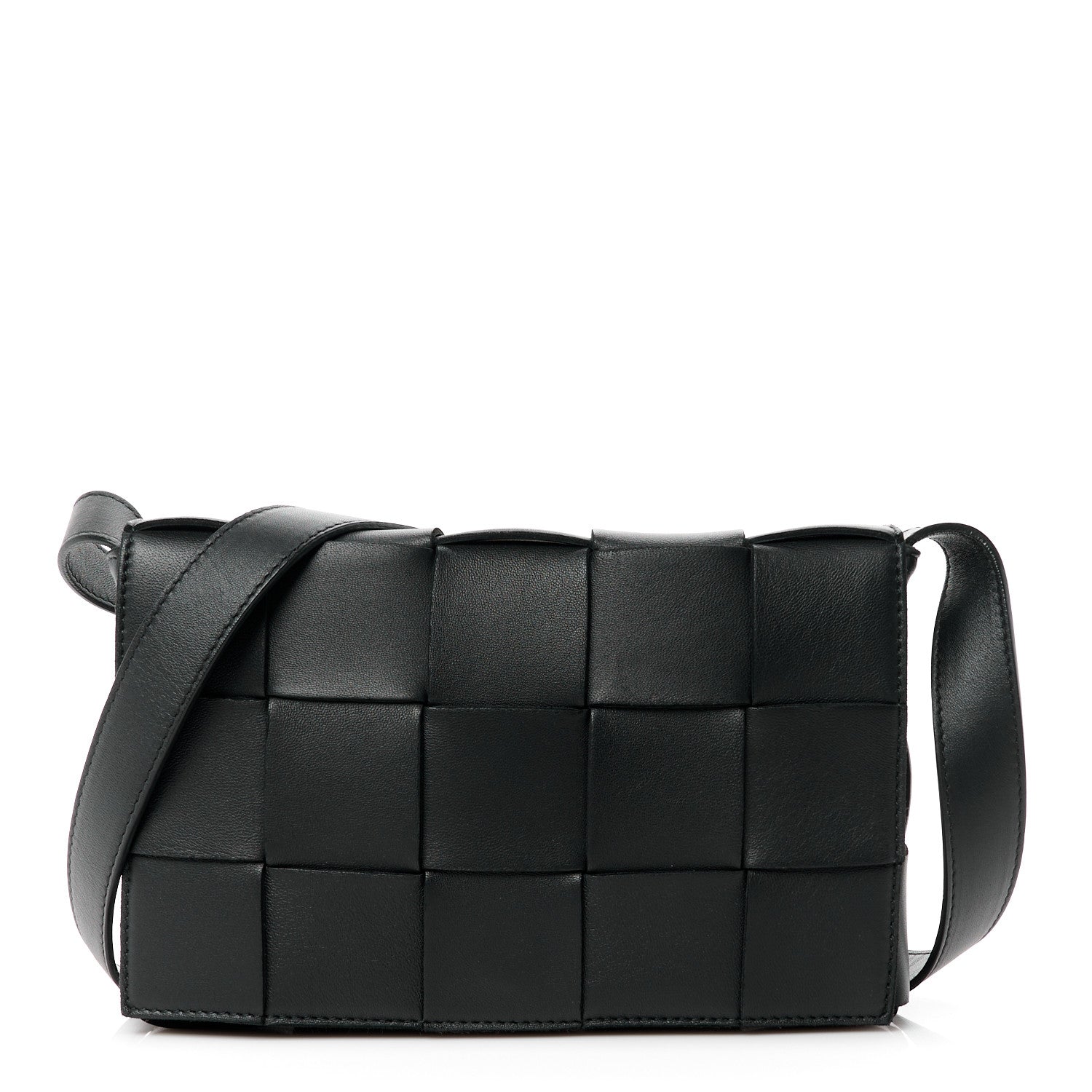 Bottega Veneta Lambskin Maxi Intrecciato Cassette Crossbody Bag Black 1 of 11