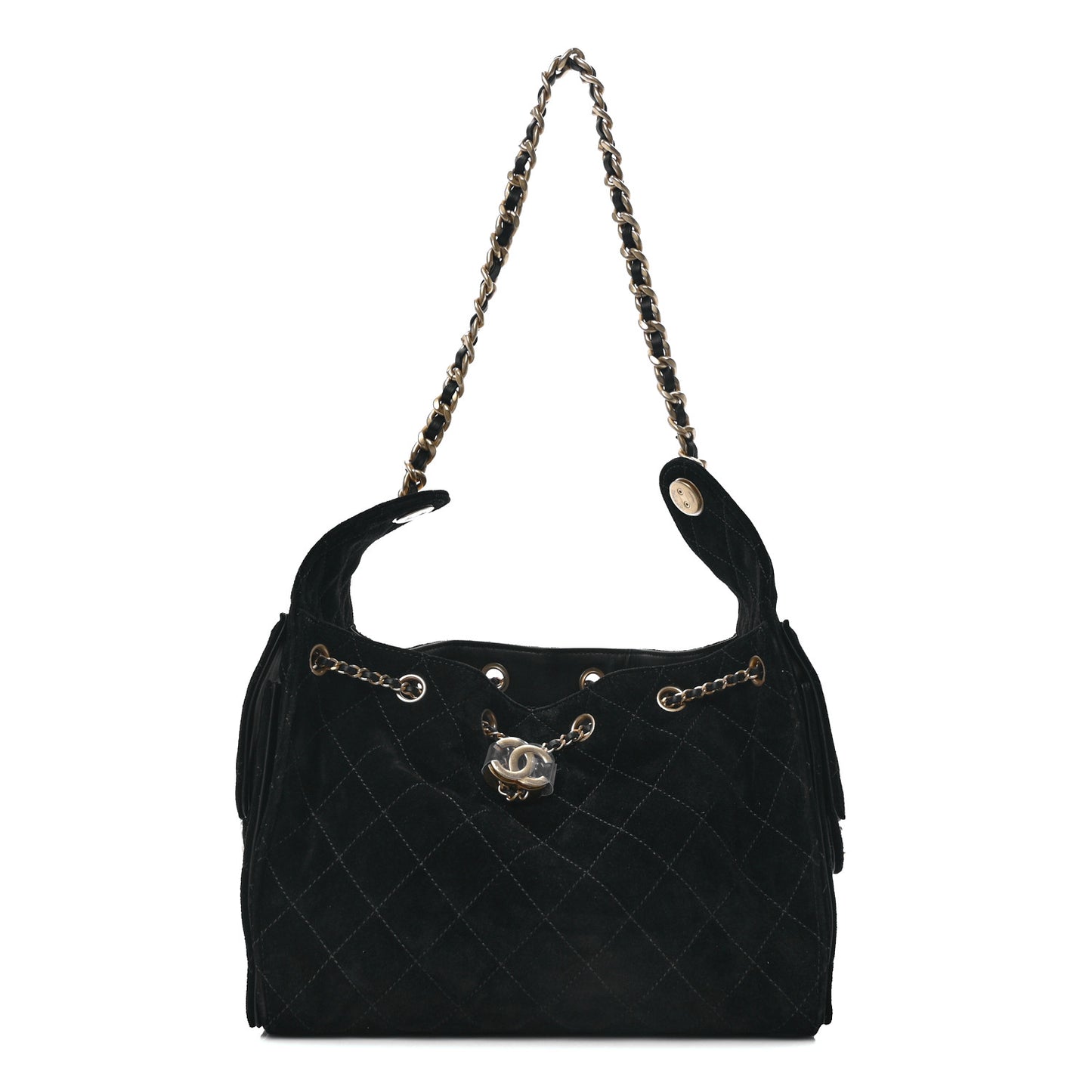 Suede Quilted Small Chanel 25 Handbag Black