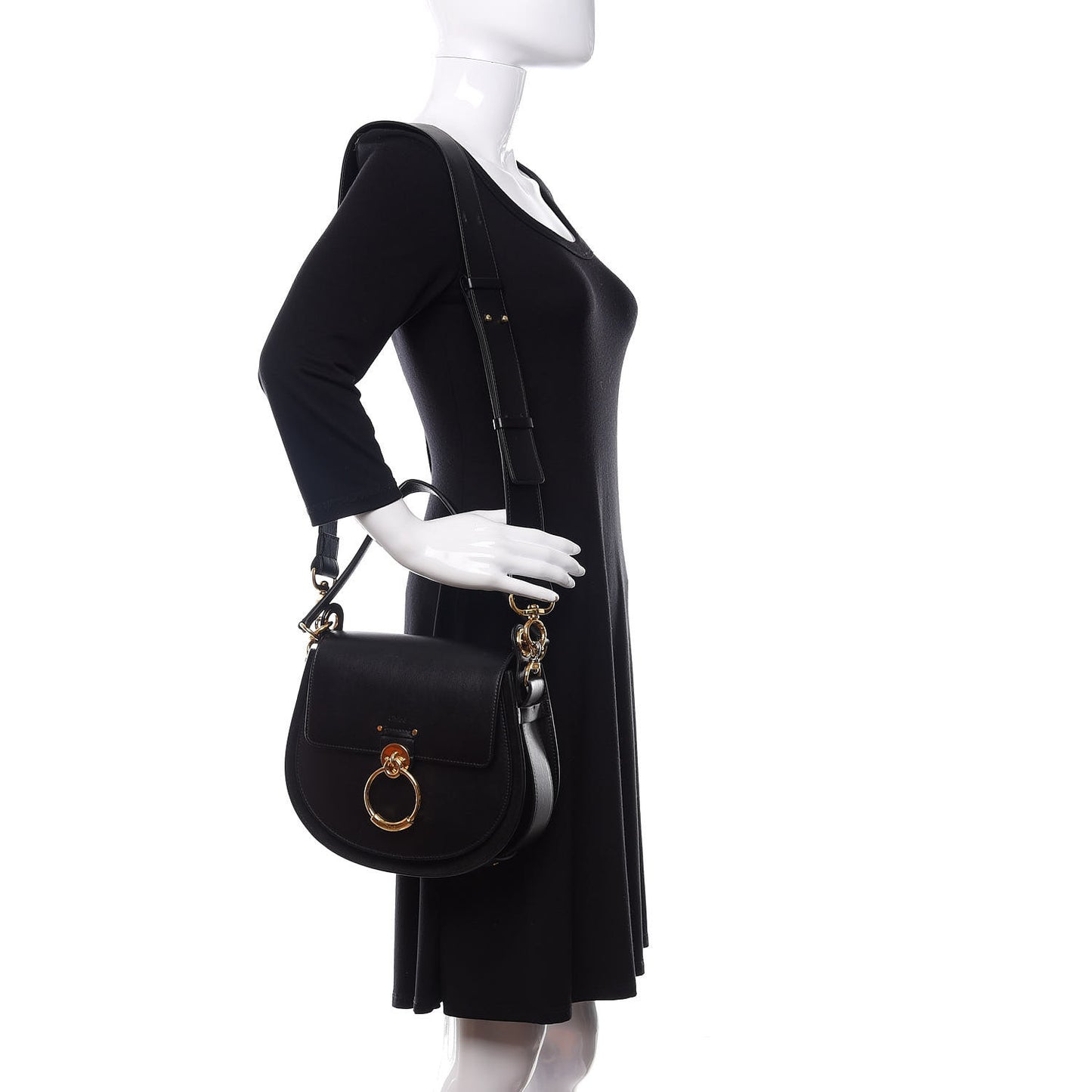 Grained Calfskin Large Tess Bag Black