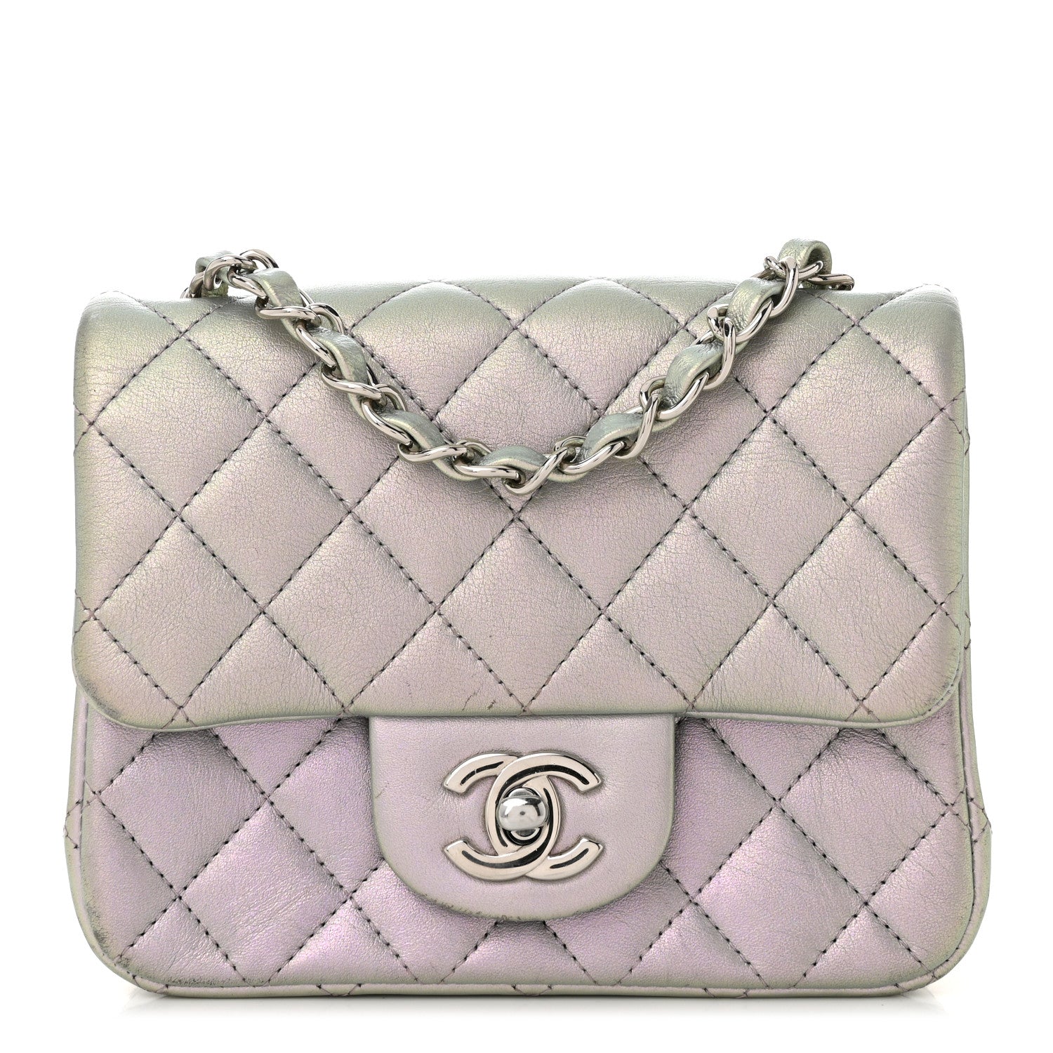 Chanel Iridescent Lambskin Quilted Mini Square Flap Light Purple 1 of 11