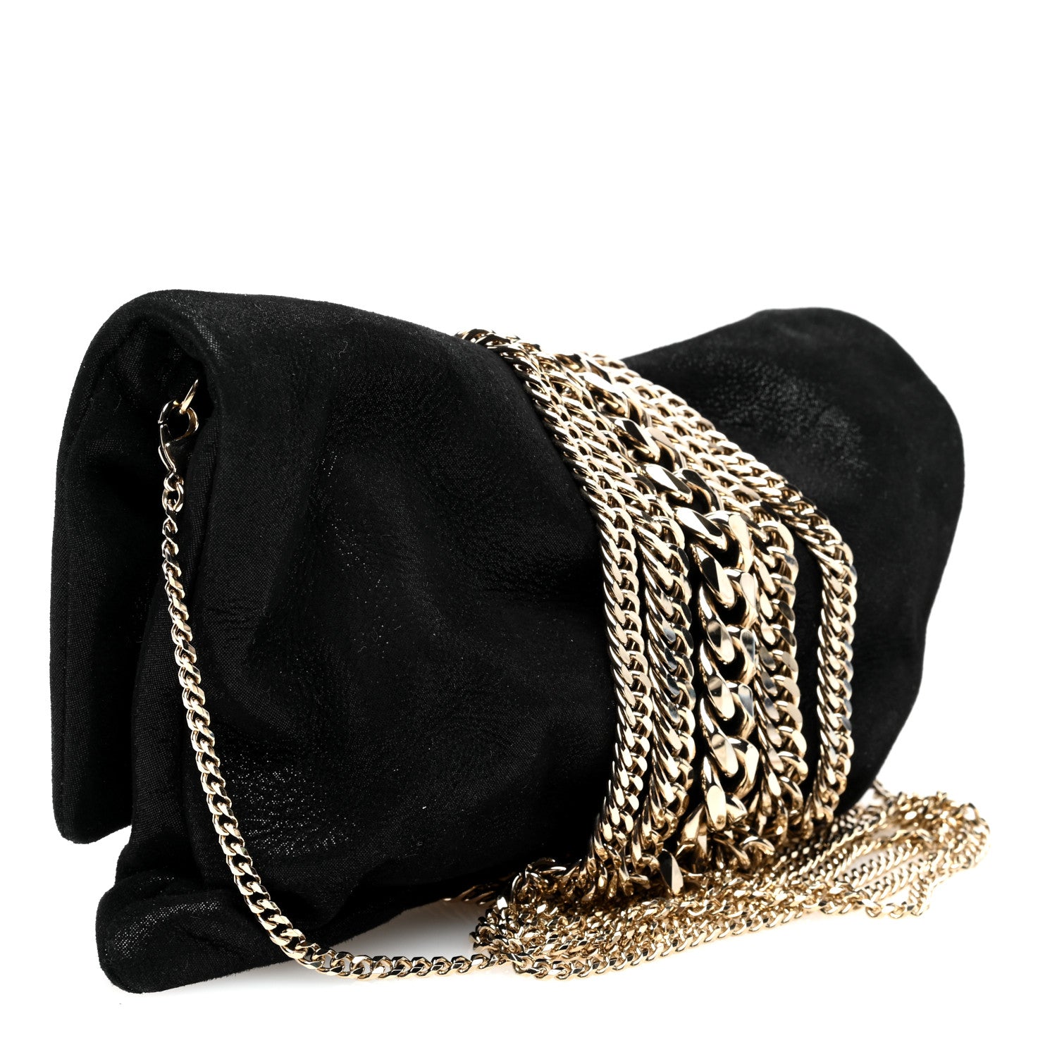 Jimmy Choo Suede Glitter Chandra Chain Clutch Black 3 of 9