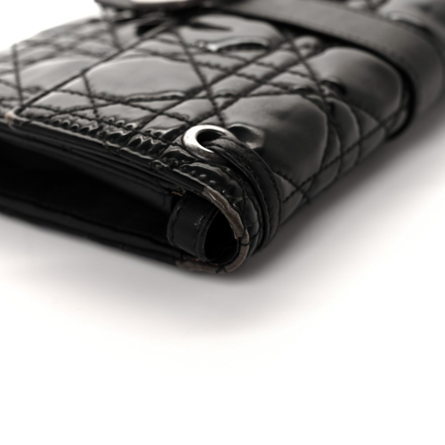 Patent Cannage Crossbody Wallet Black