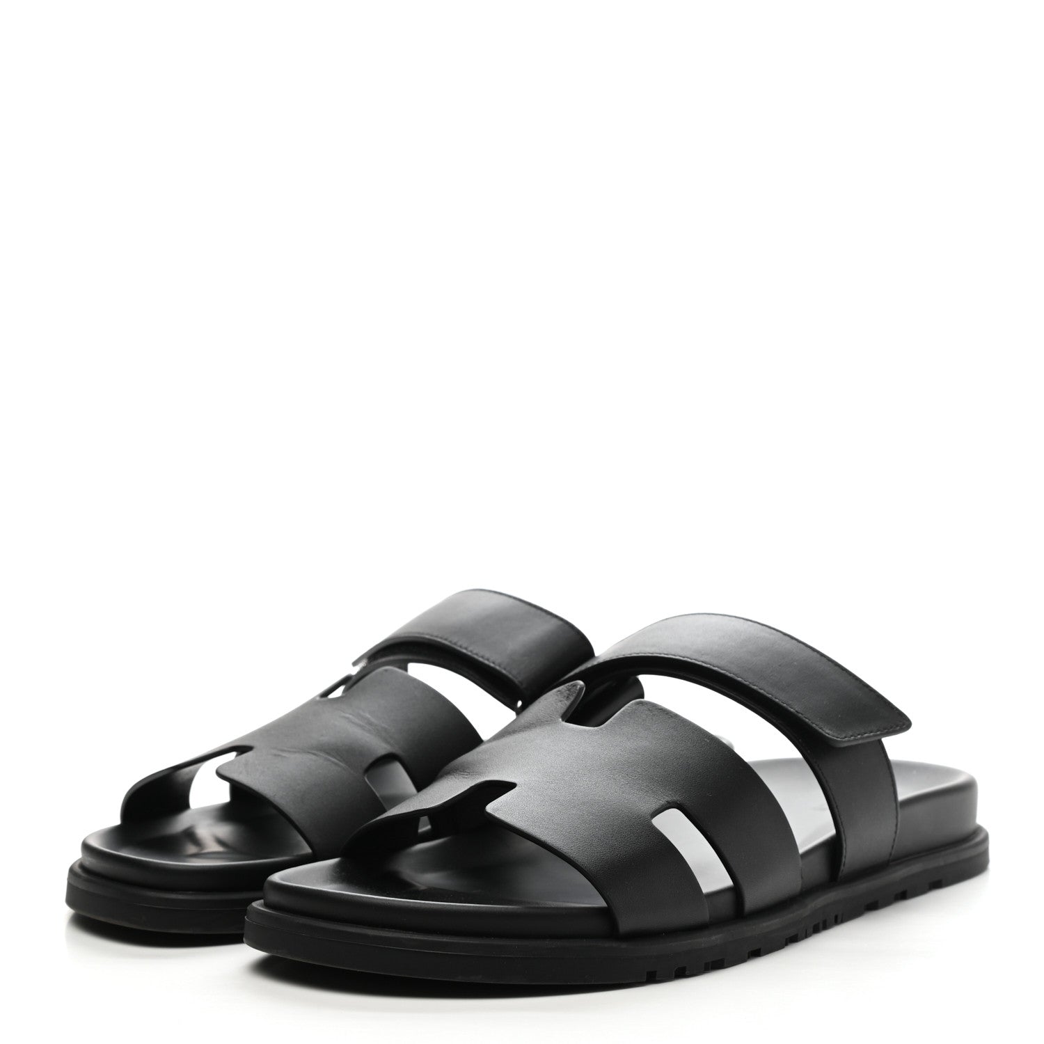 Hermes Calfskin Mens Chypre Sandals 43 Black 3 of 14