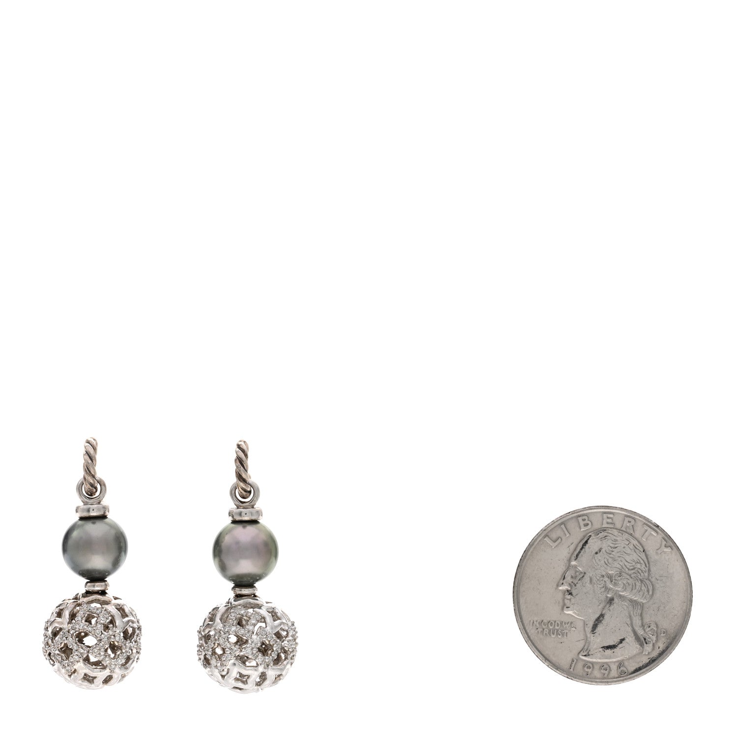 David Yurman DAVID YURMAN Sterling Silver Diamond Tahitian Pearl Quatrafoil Drop Earrings 2 of 4