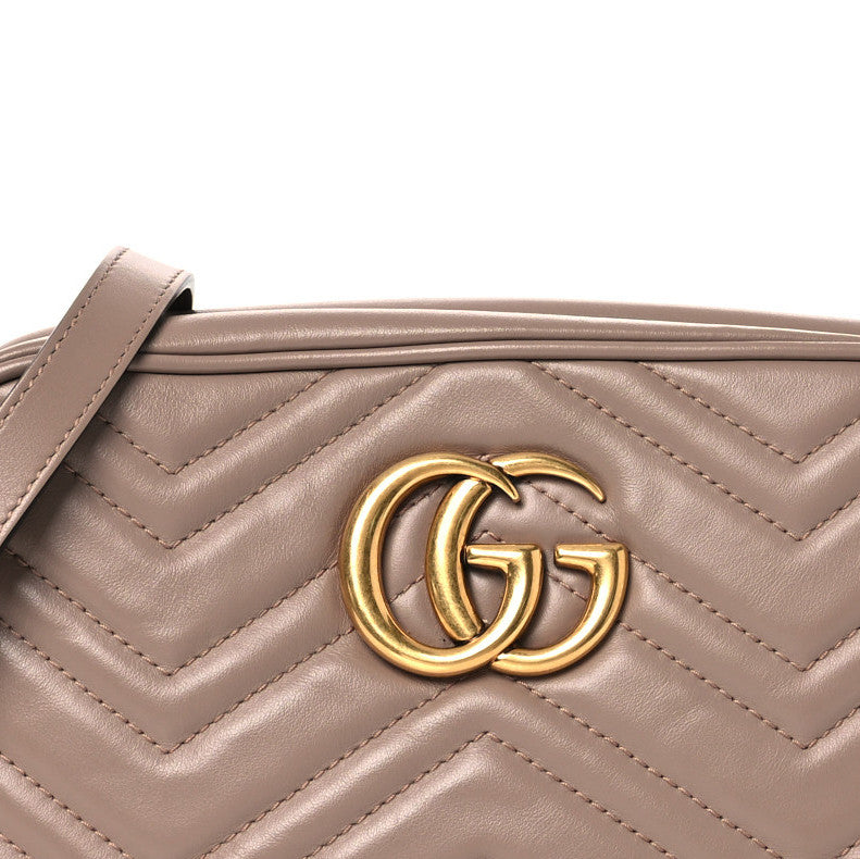 Calfskin Matelasse Small GG Marmont Chain Shoulder Bag Porcelain Rose