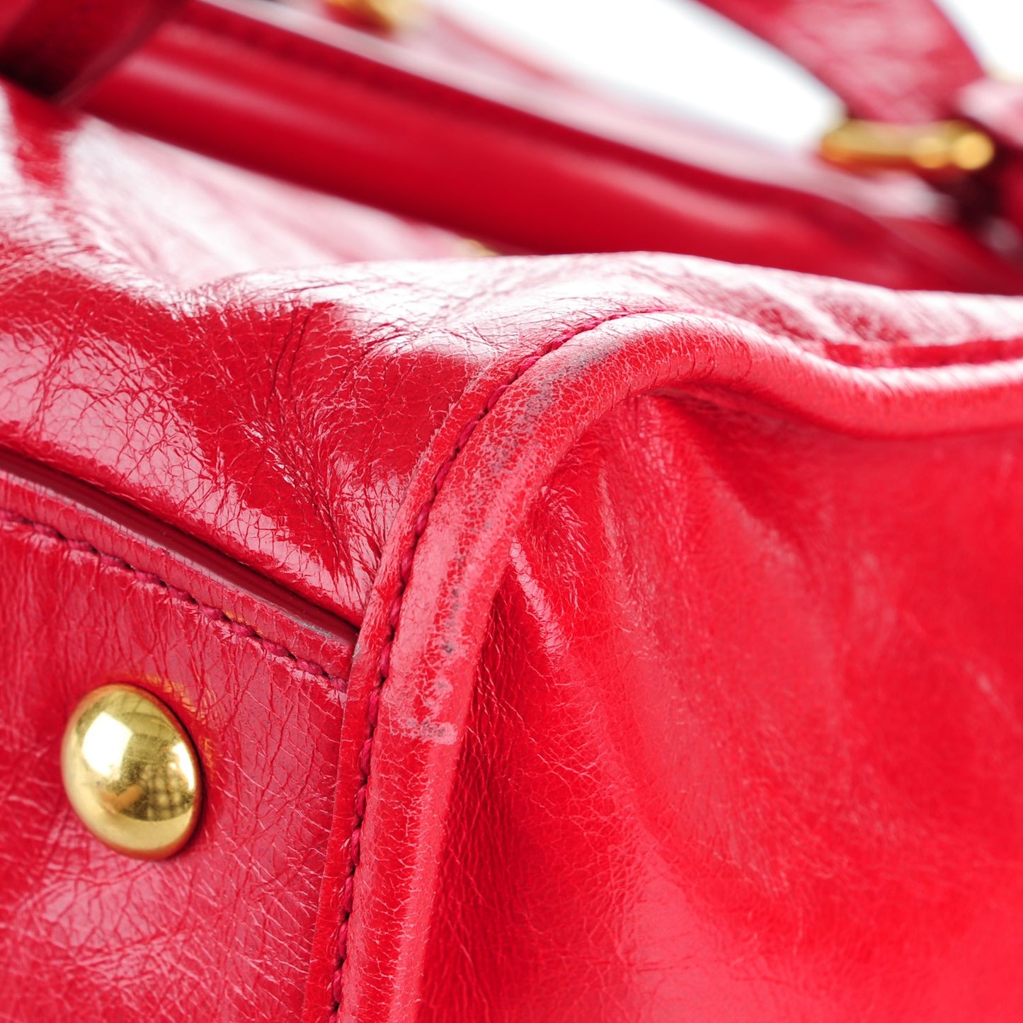 Vitello Shine Zip Tote Rosso