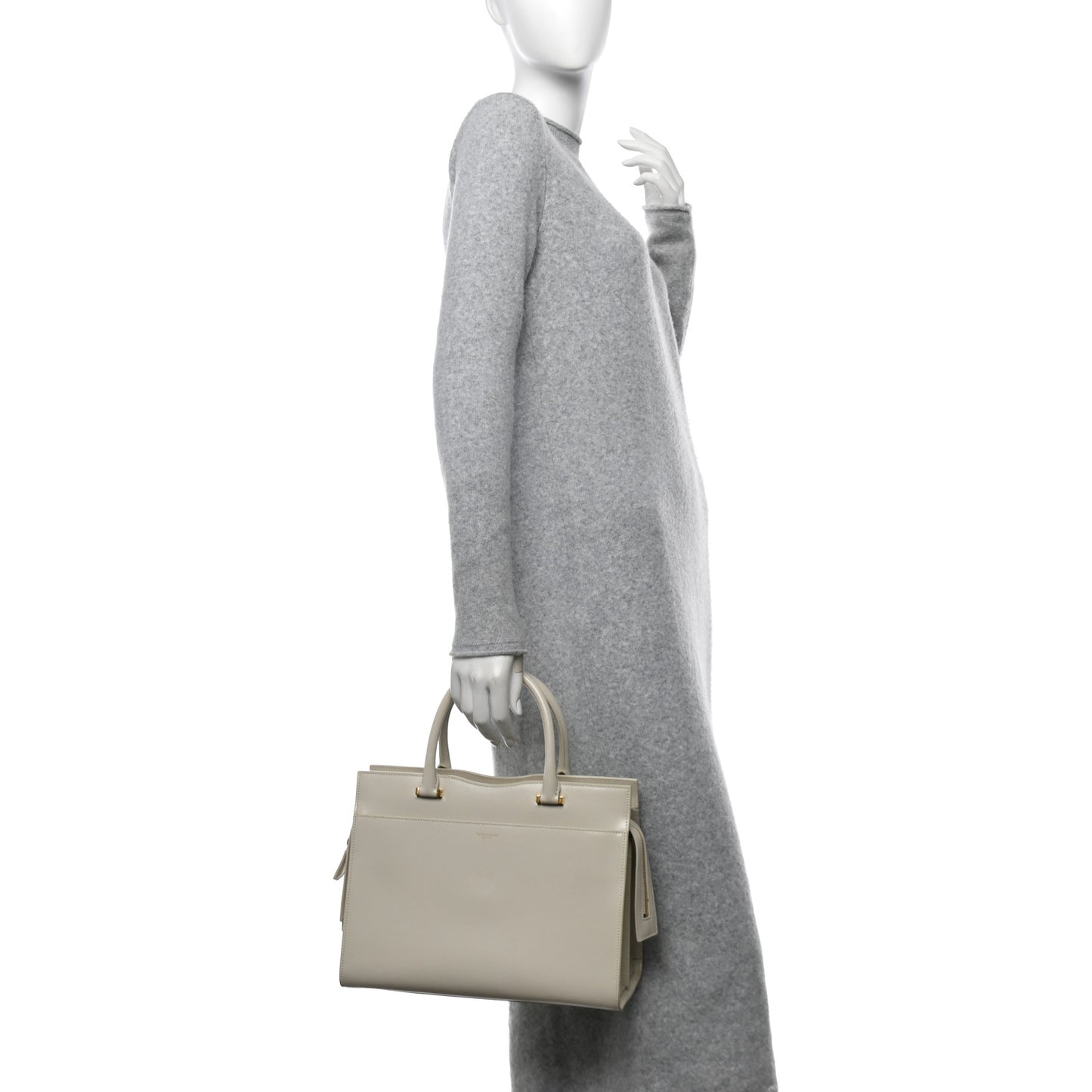 Shiny Calfskin Medium Uptown Tote White
