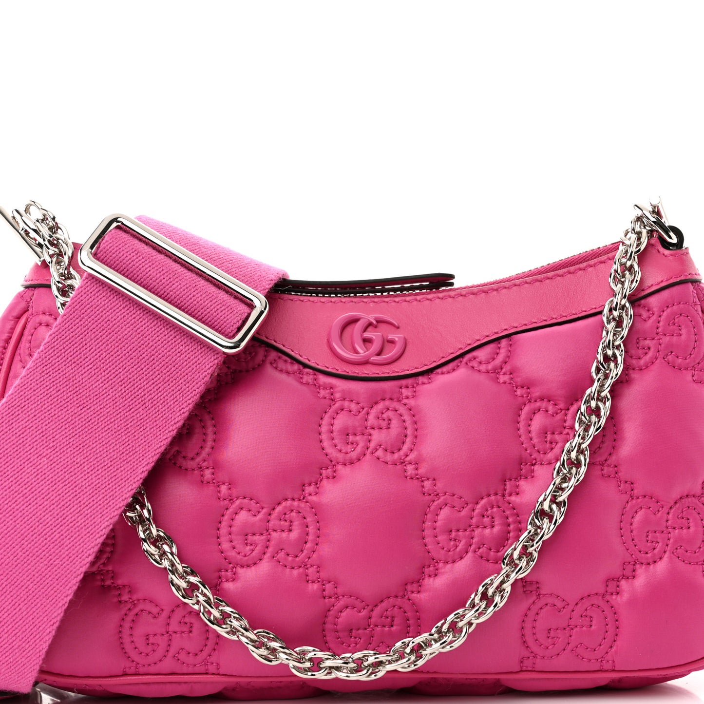 Nylon Calfskin Enamel GG Matelasse Chain Handbag Lovely