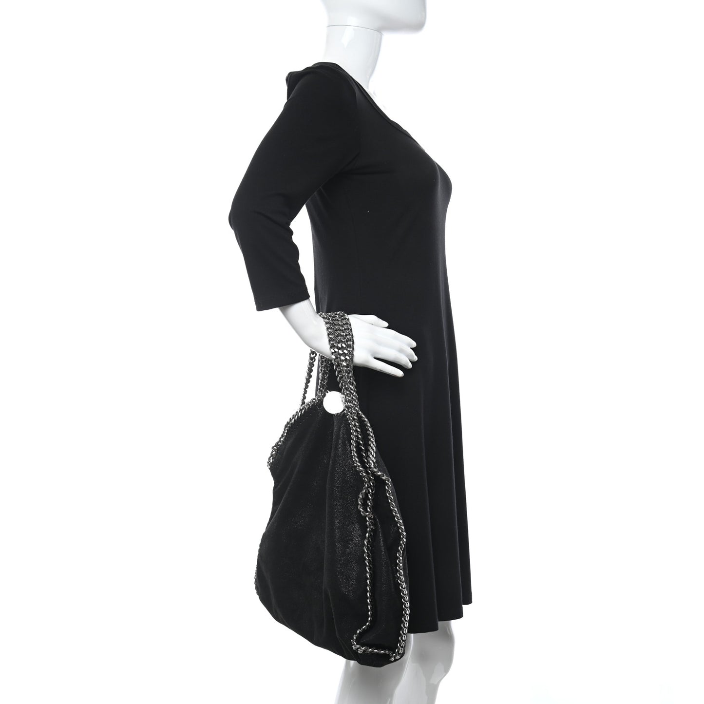 Shaggy Deer Small Falabella Fold Over Tote Black