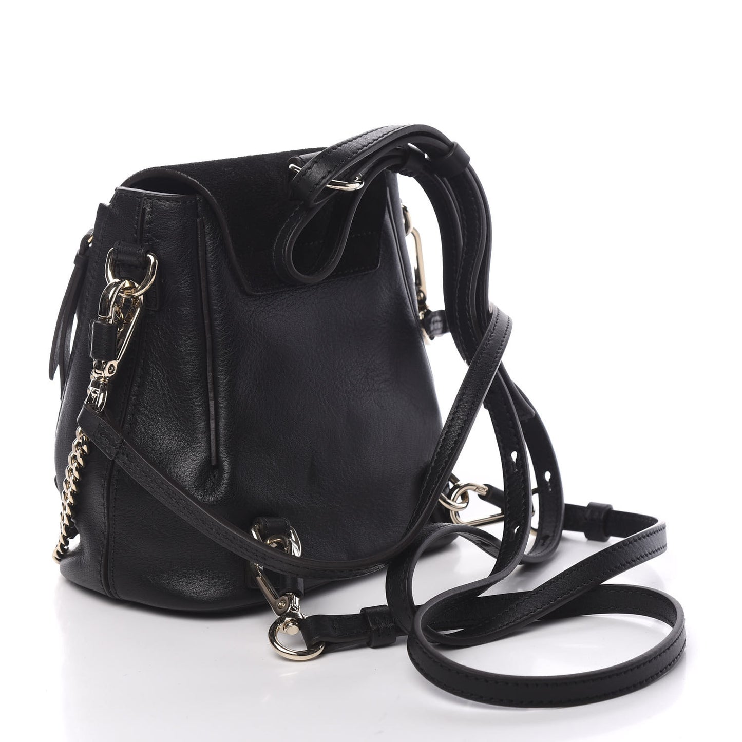 Suede Calfskin Mini Faye Backpack Black