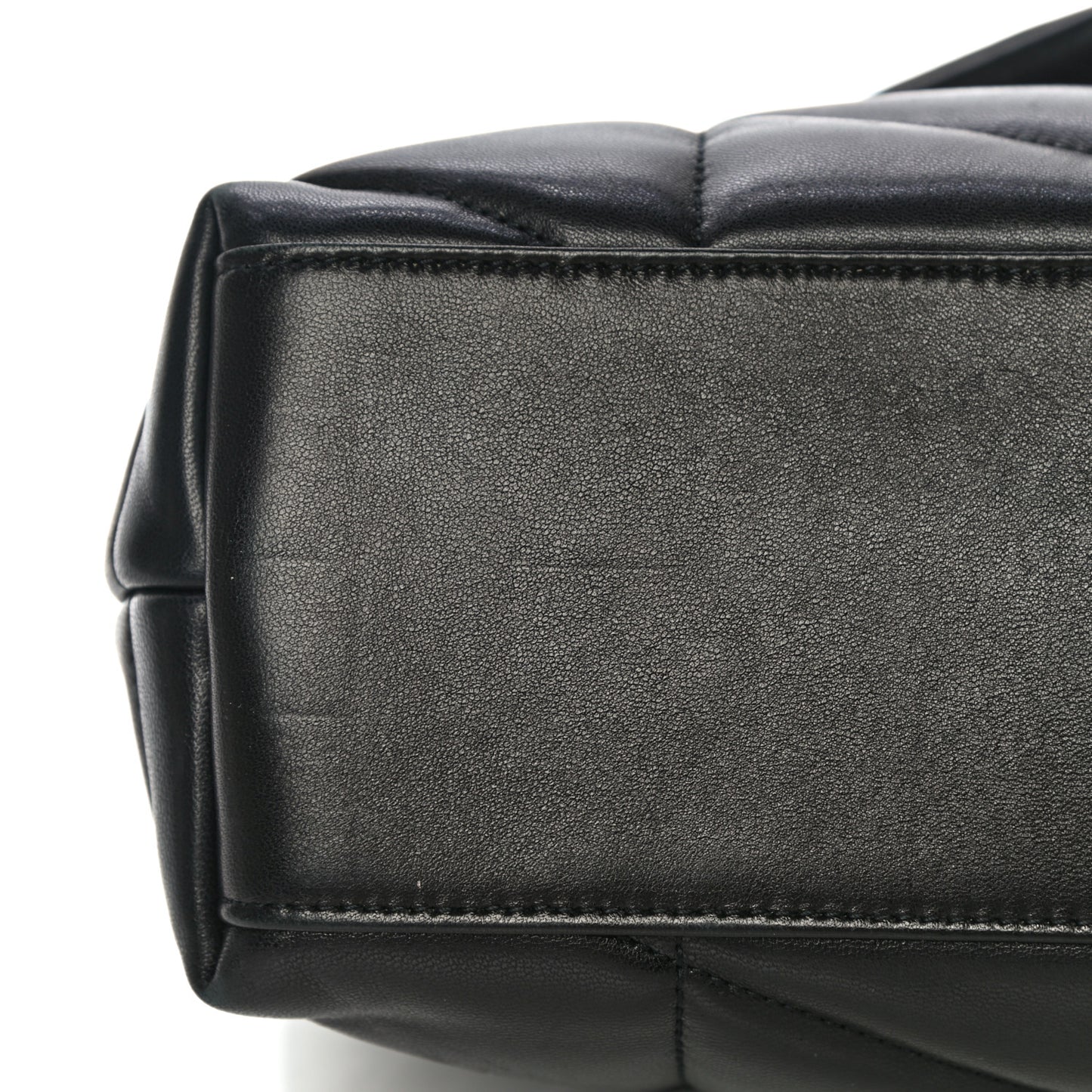 Lambskin Quilted Small Loulou Puffer Monogram Chain Satchel Black