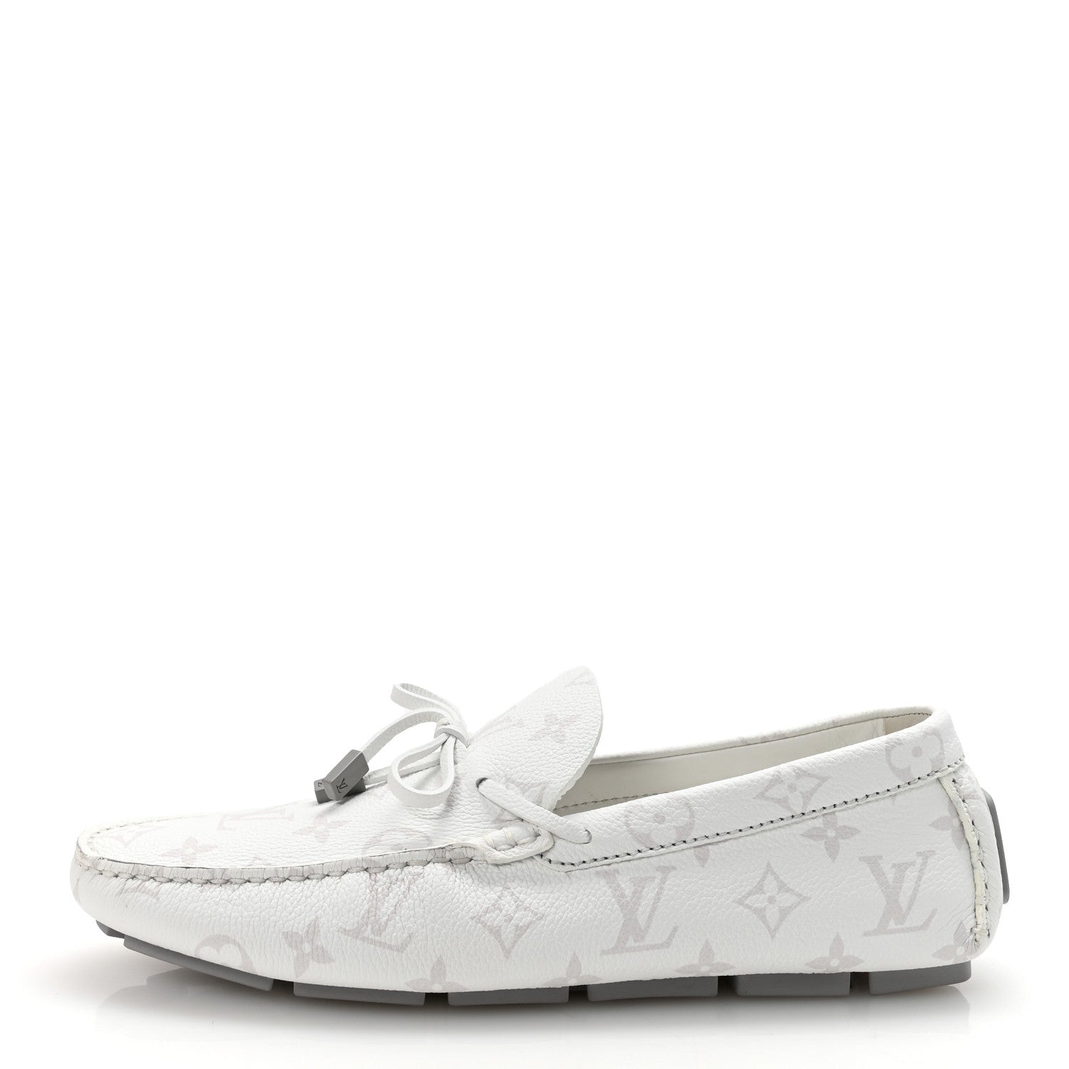 Louis Vuitton Monogram LV Driver Moccasin Loafers 7.5 White