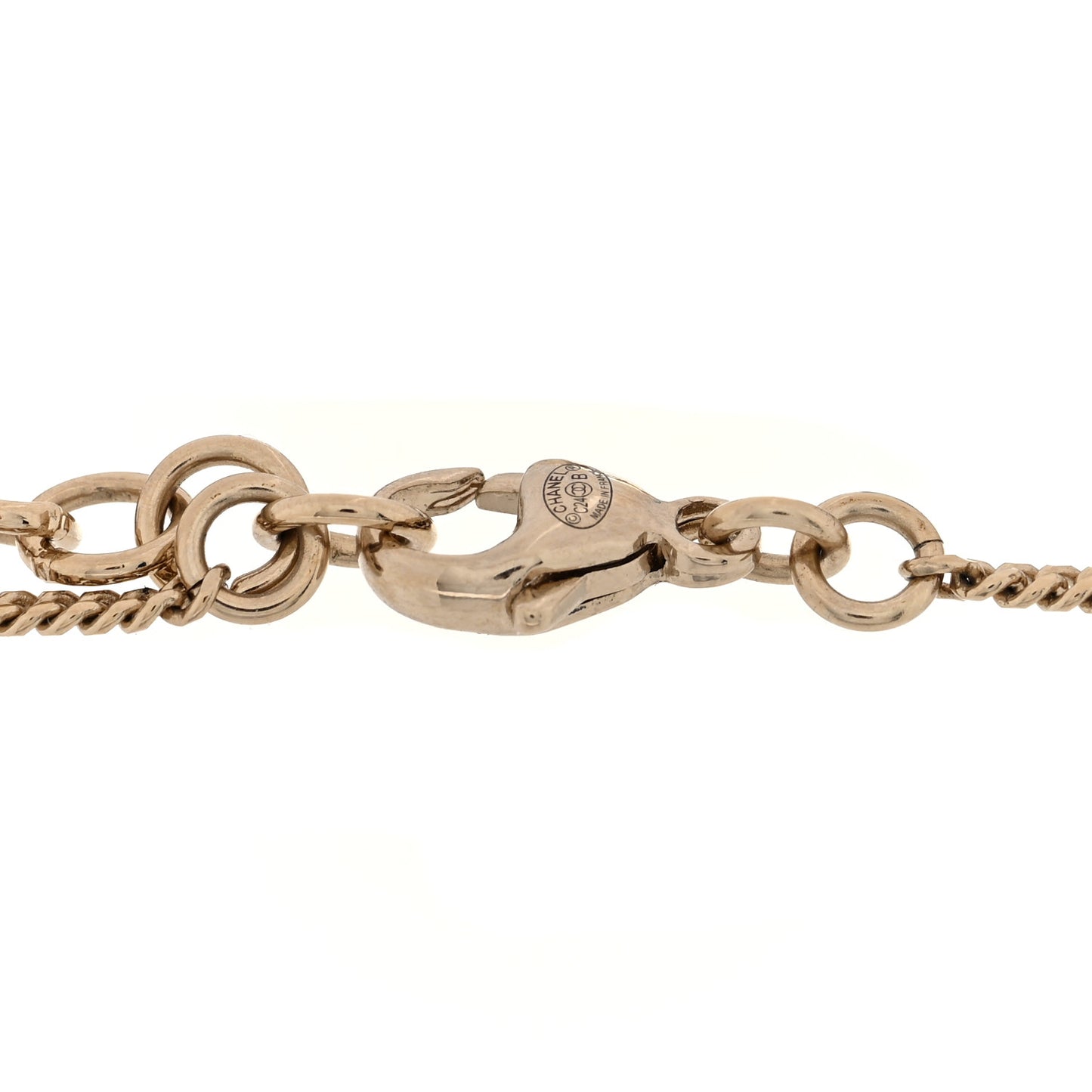 Metal Enamel Pearl CC Bracelet Gold Black White