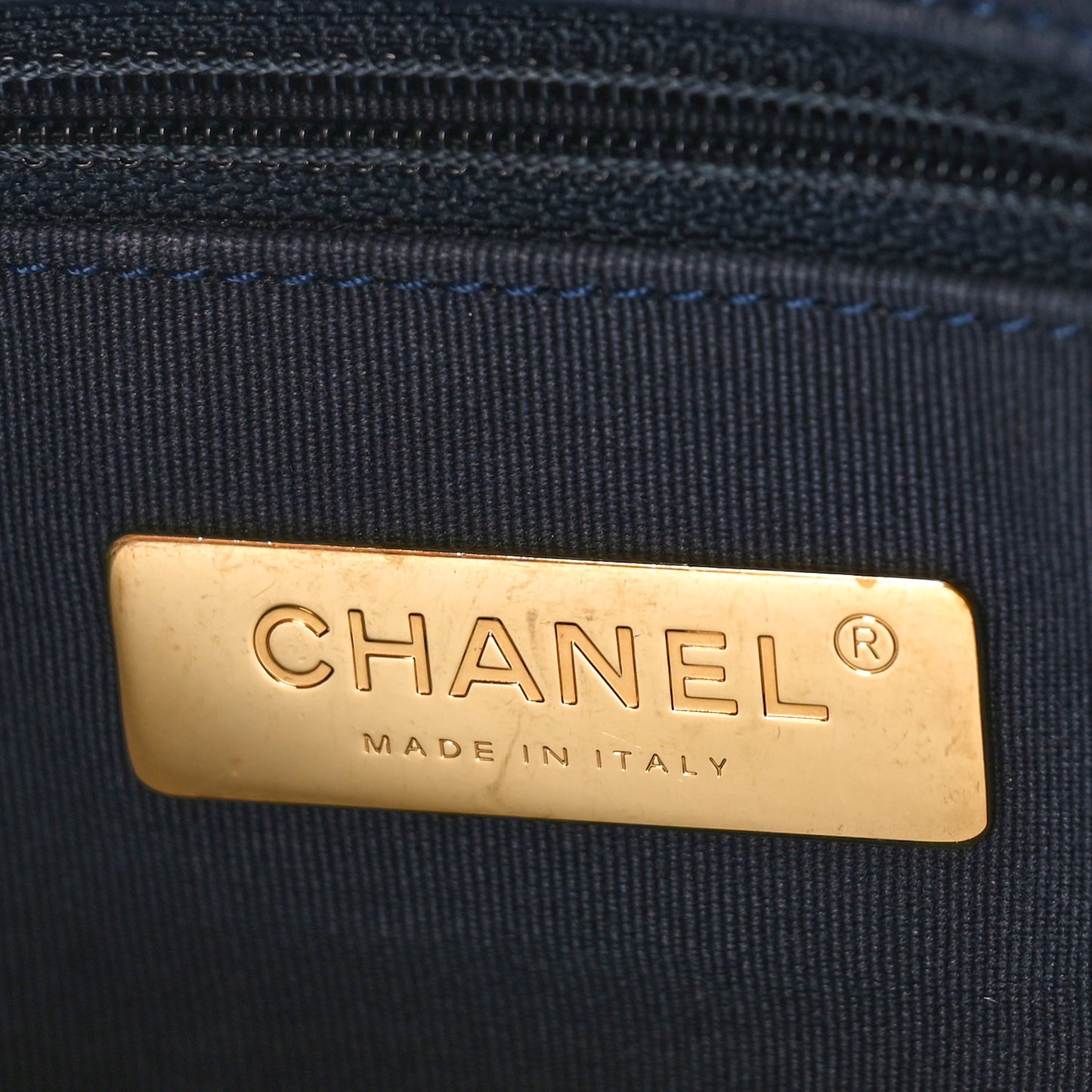 Denim Quilted Chanel 19 East West Shopping Bag Blue