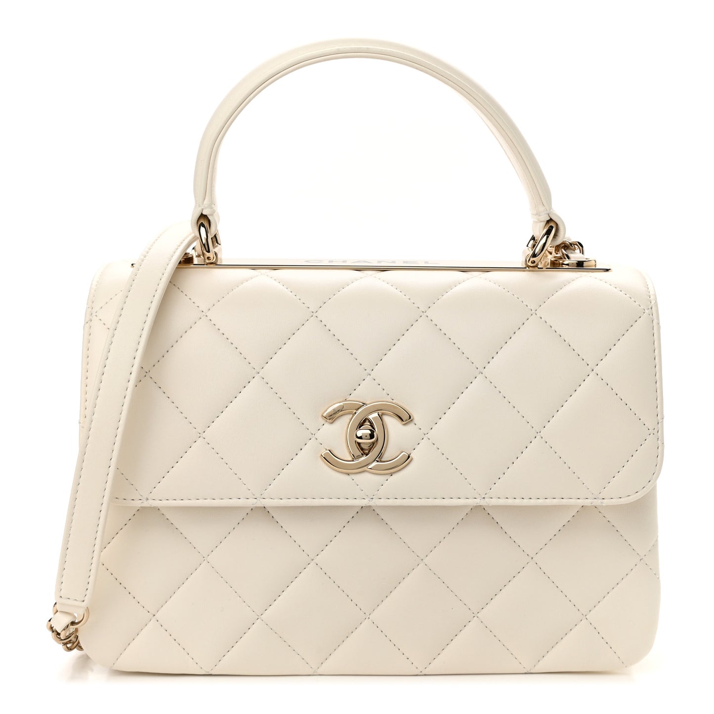 Lambskin Quilted Small Trendy CC Dual Handle Flap Bag White