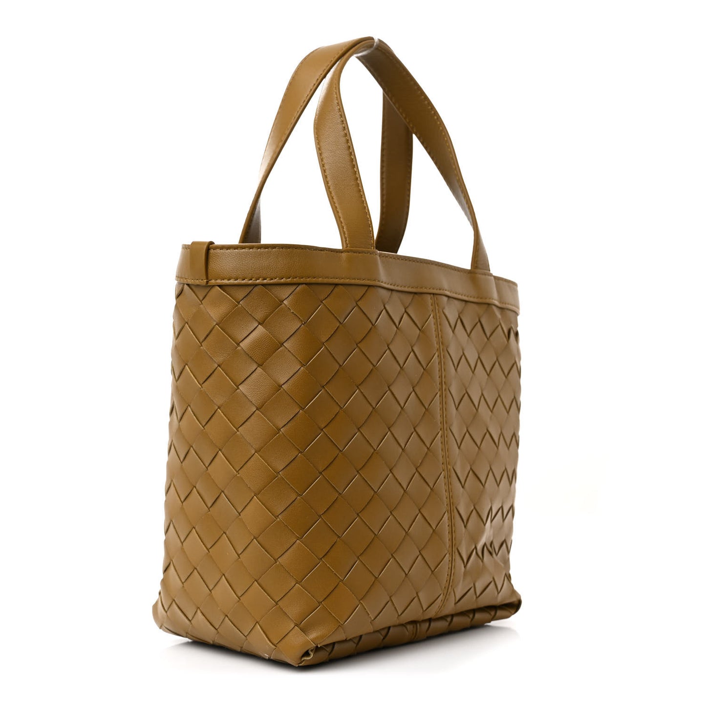 Nappa Intrecciato Small Flip Flap Tote Acorn Brass