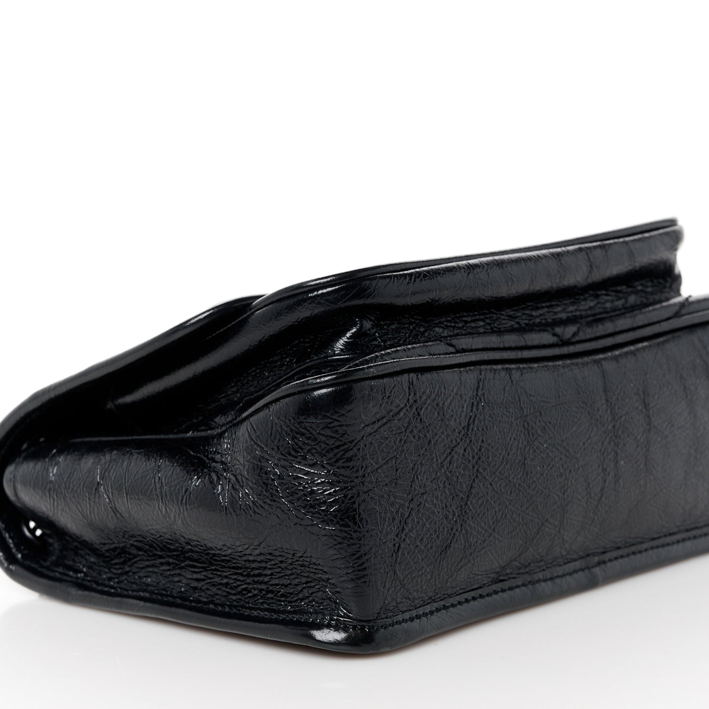 Crinkled Calfskin Matelasse Monogram Baby Niki Chain Satchel Black