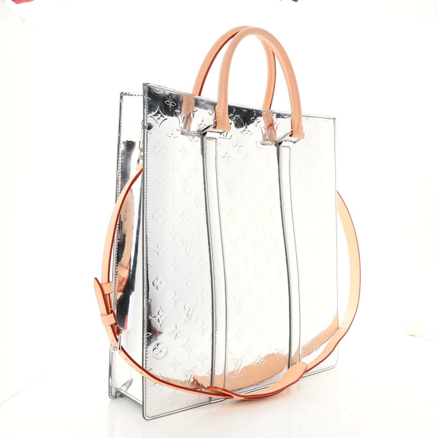 Monogram Mirror Sac Plat NM Silver